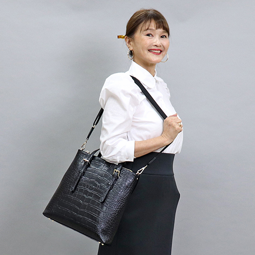 キャットイン ザ クローゼット クロコダイル型押しレザー マルチウェイトートバッグ エンジェル ショップチャンネル