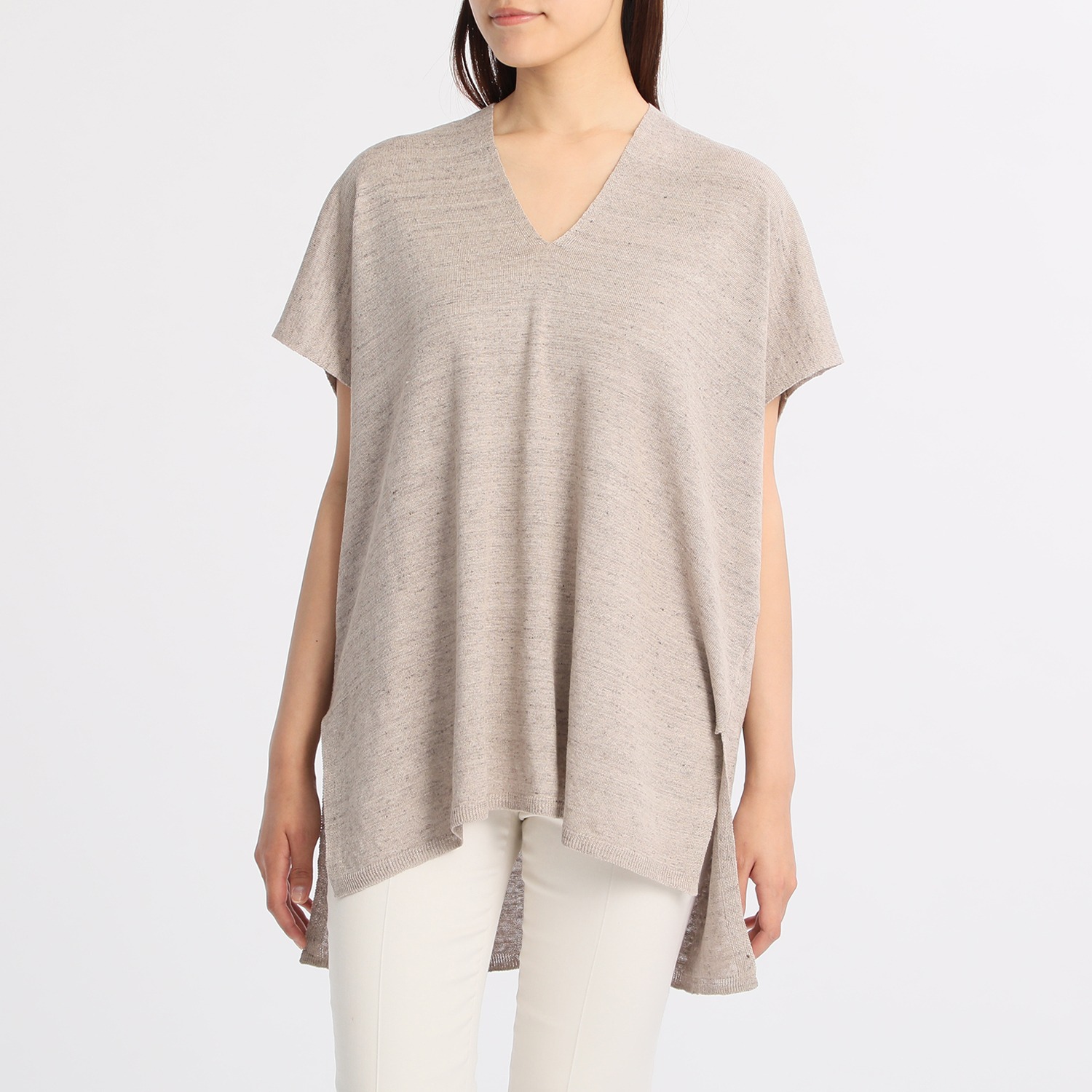 バーチ　ドゥエ
ノルマンディー産リネン
ポンチョ風
ビッグシルエット
プルオーバー