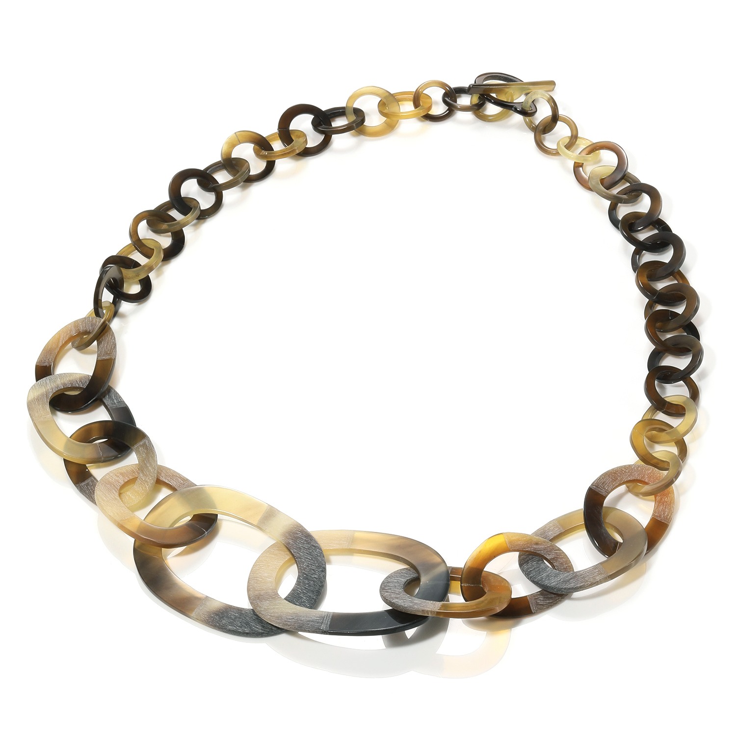 ミル レーヴ 水牛 オーバルパーツ ツートーンデザイン ロングネックレス ショップチャンネル