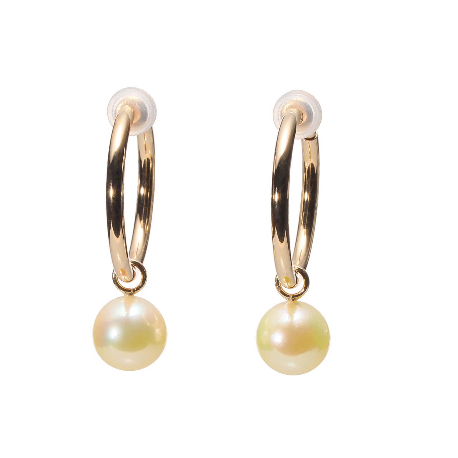 パール　ユリマ
１８Ｋ
長崎県産
無調色シャンパンカラー
アコヤパール
フープイヤリング