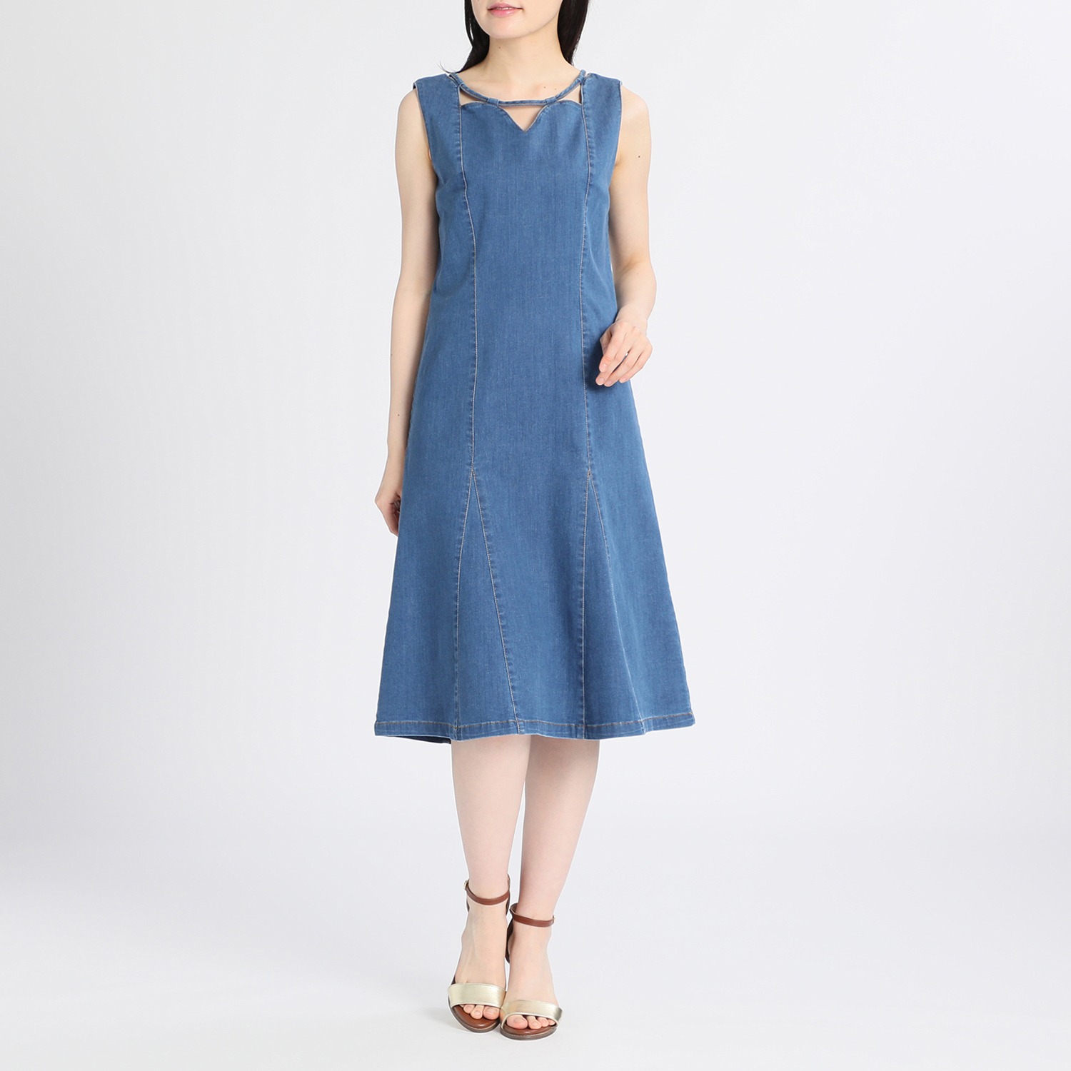 マダム ヴィオレ ノースリーブ ストレッチデニム ワンピース ショップチャンネル