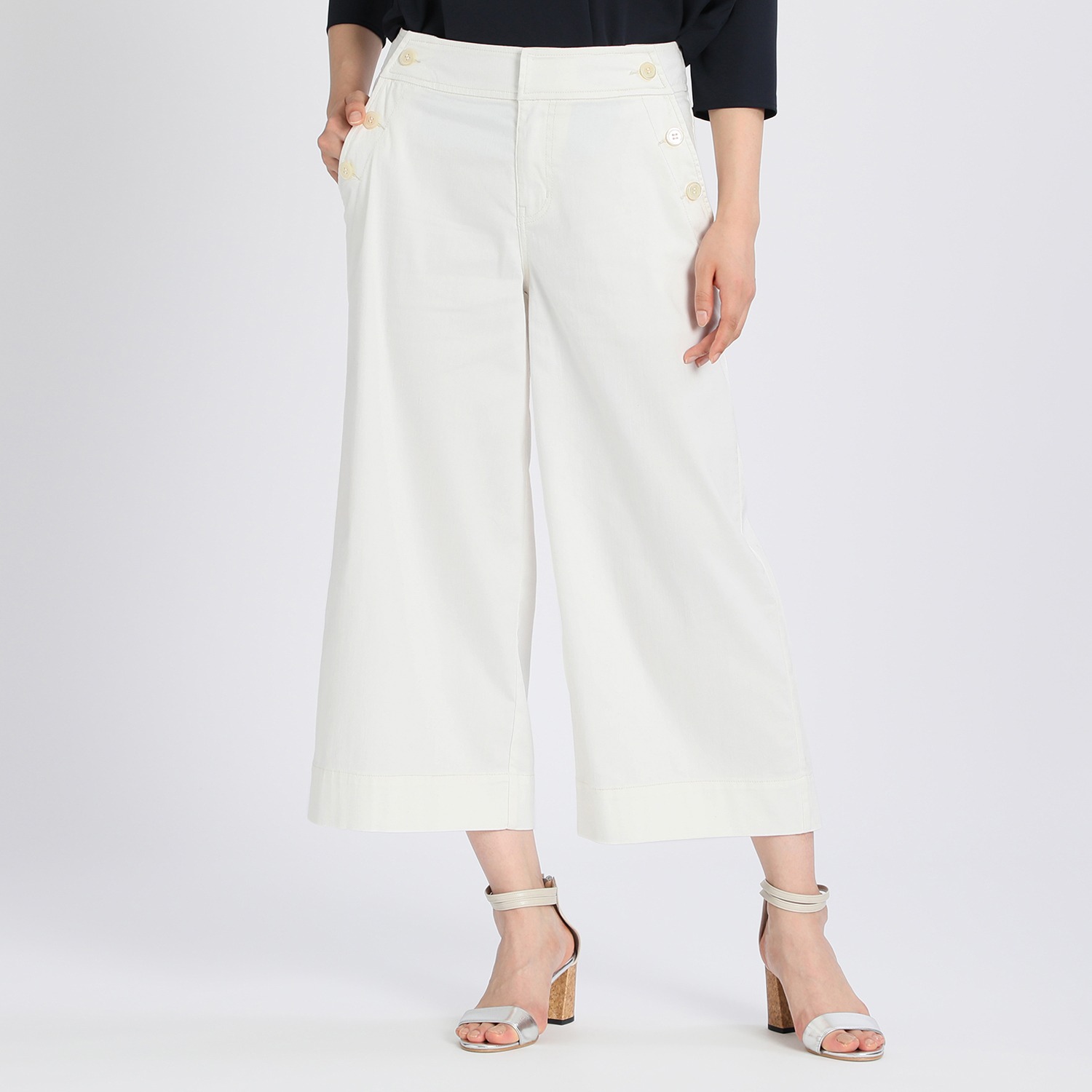 ヴィアチェーロ 接触冷感 ストレッチデニム ガウチョパンツ ショップチャンネル