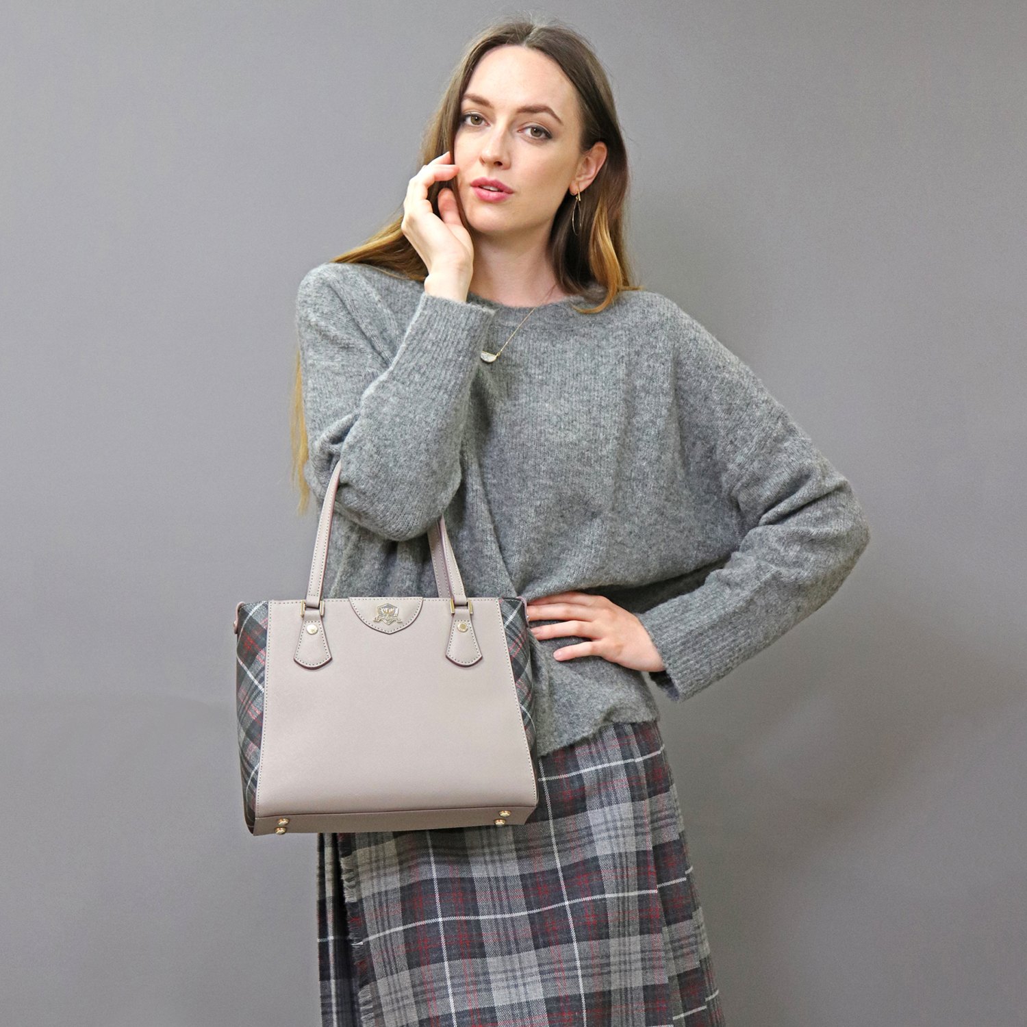 キンロックアンダーソン サフィアーノ タータンアクセント ２ウェイハンドバッグ ショップチャンネル