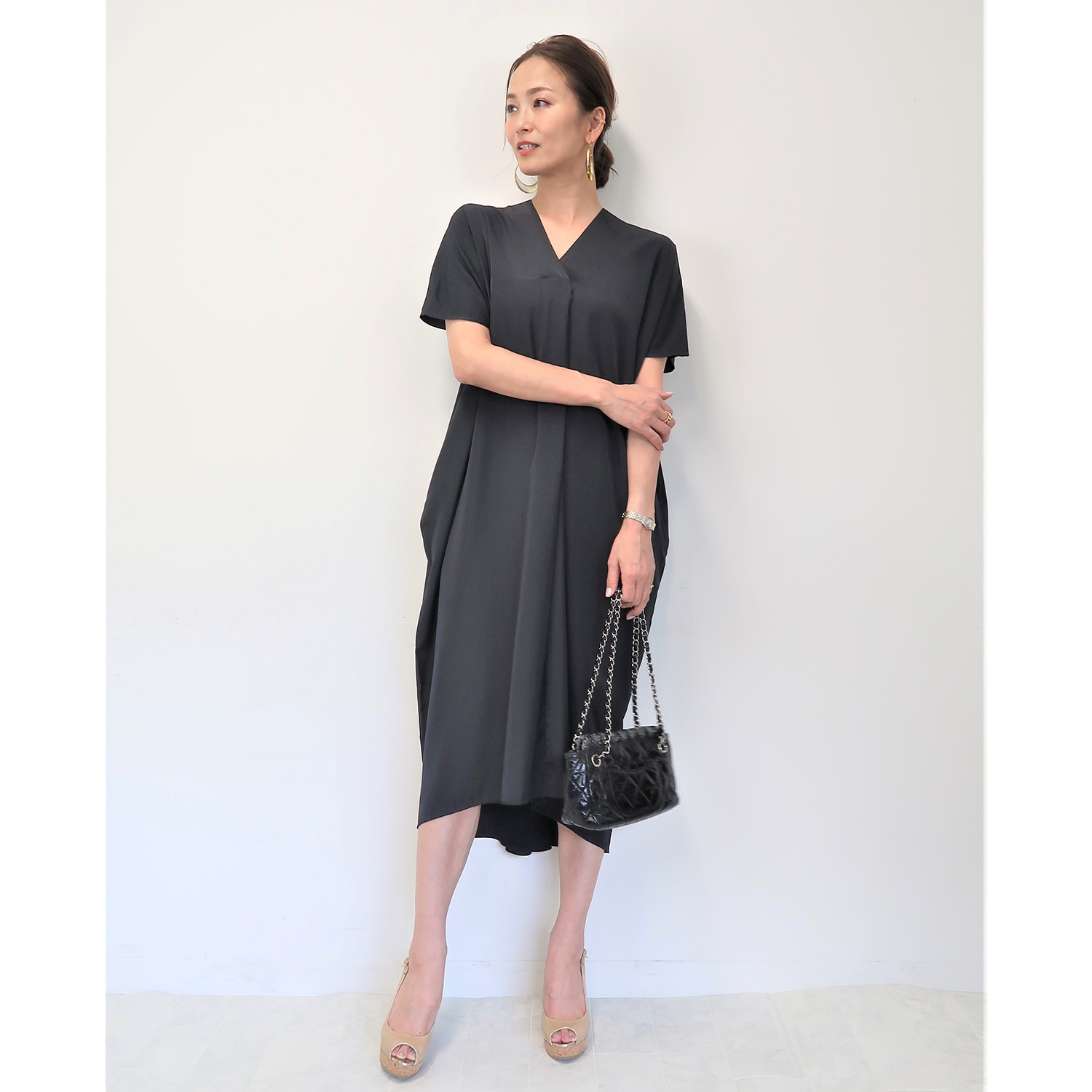 フーア 共布ベルト付 ドレープワンピース ショップチャンネル