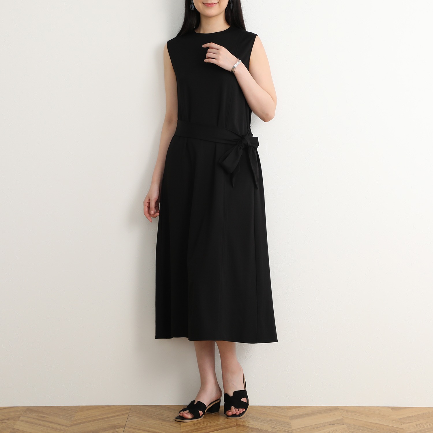 チュージ 共布ベルト付 ノースリーブ ワンピース ショップチャンネル