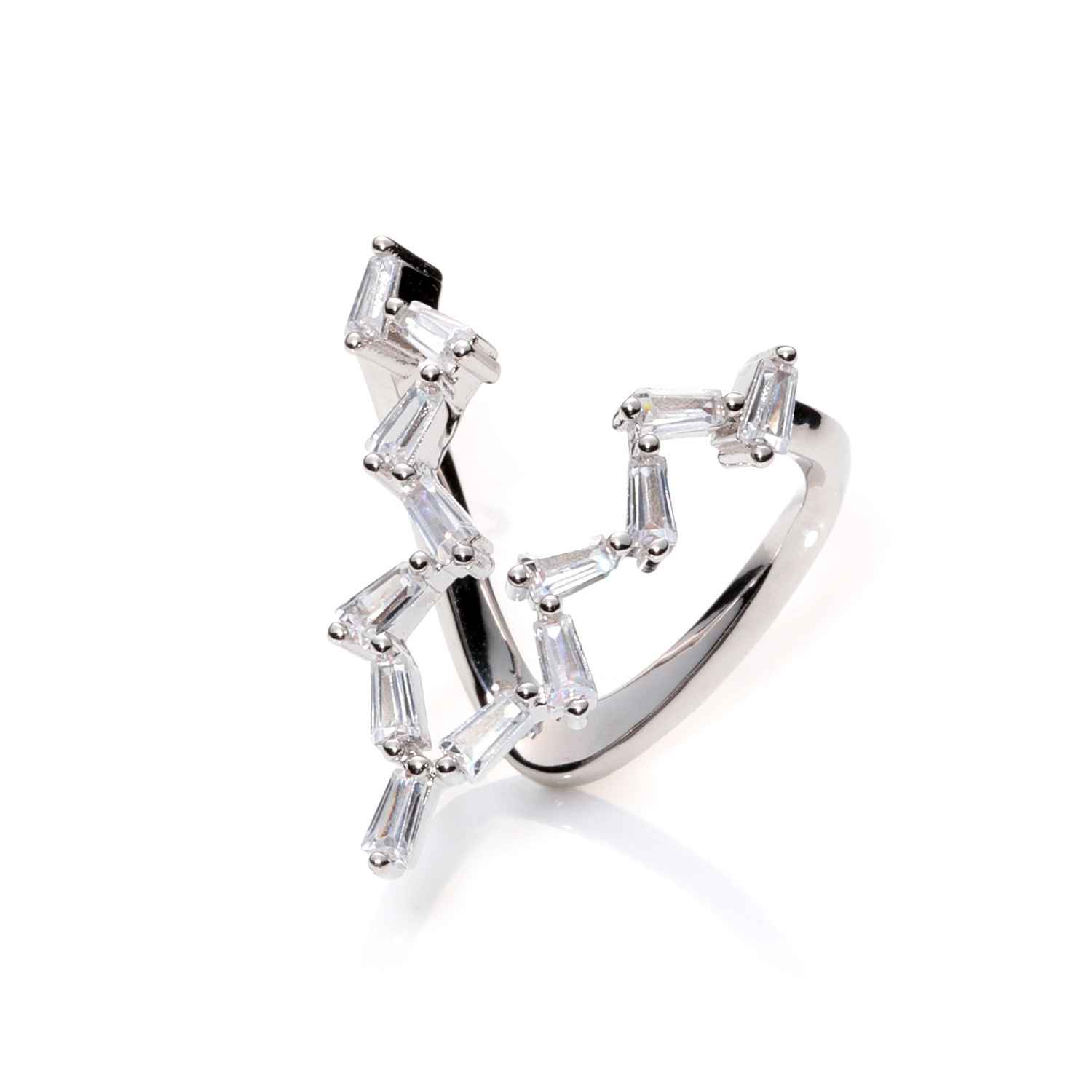 マダムヒロコ テーパードバゲットＣＺ Ｖデザインリング “メテオールブリヤン”