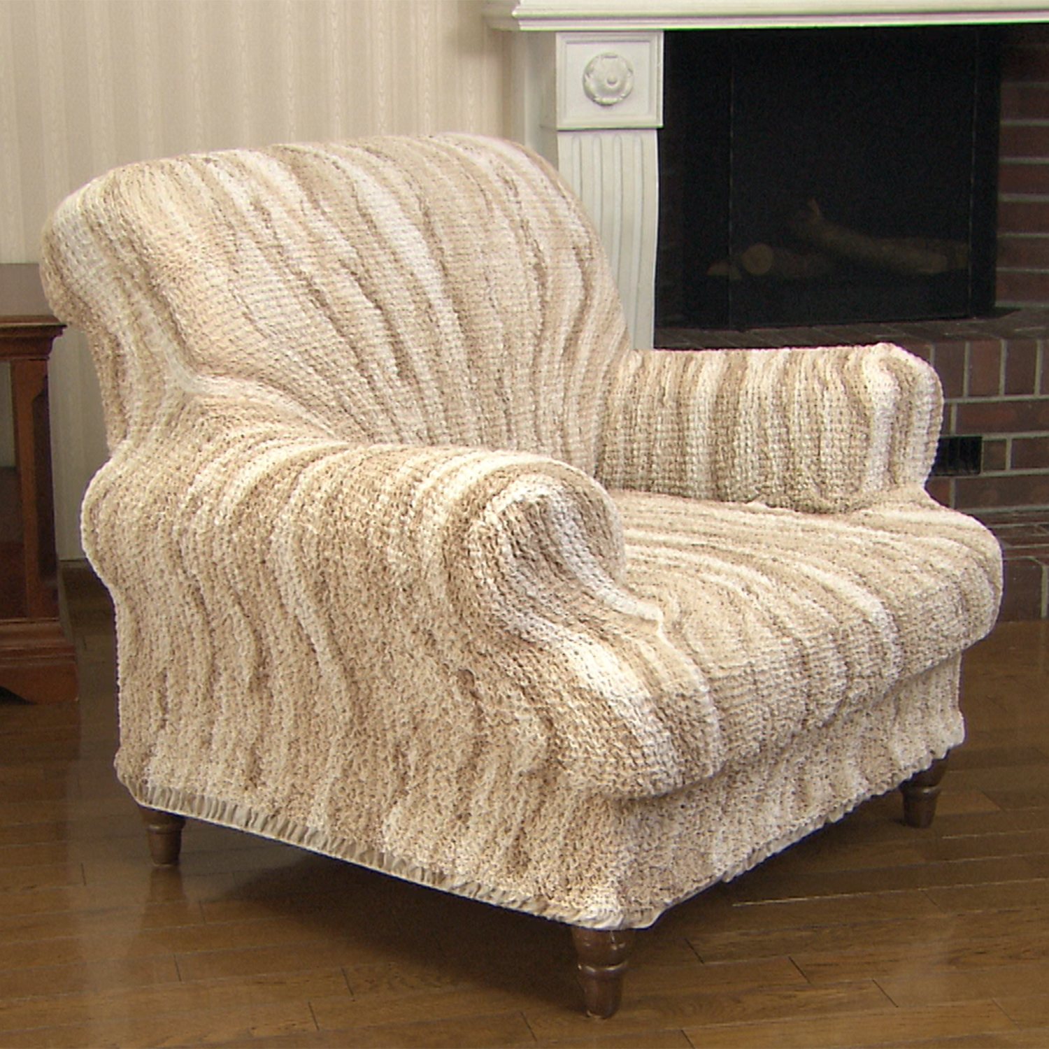 シャーリングソファカバー 肘付きタイプ 3人掛用　★新品★イタリア製 1人掛け用＞ イタリア製 綿混 シャーリングソファカバー 肘付タイプ