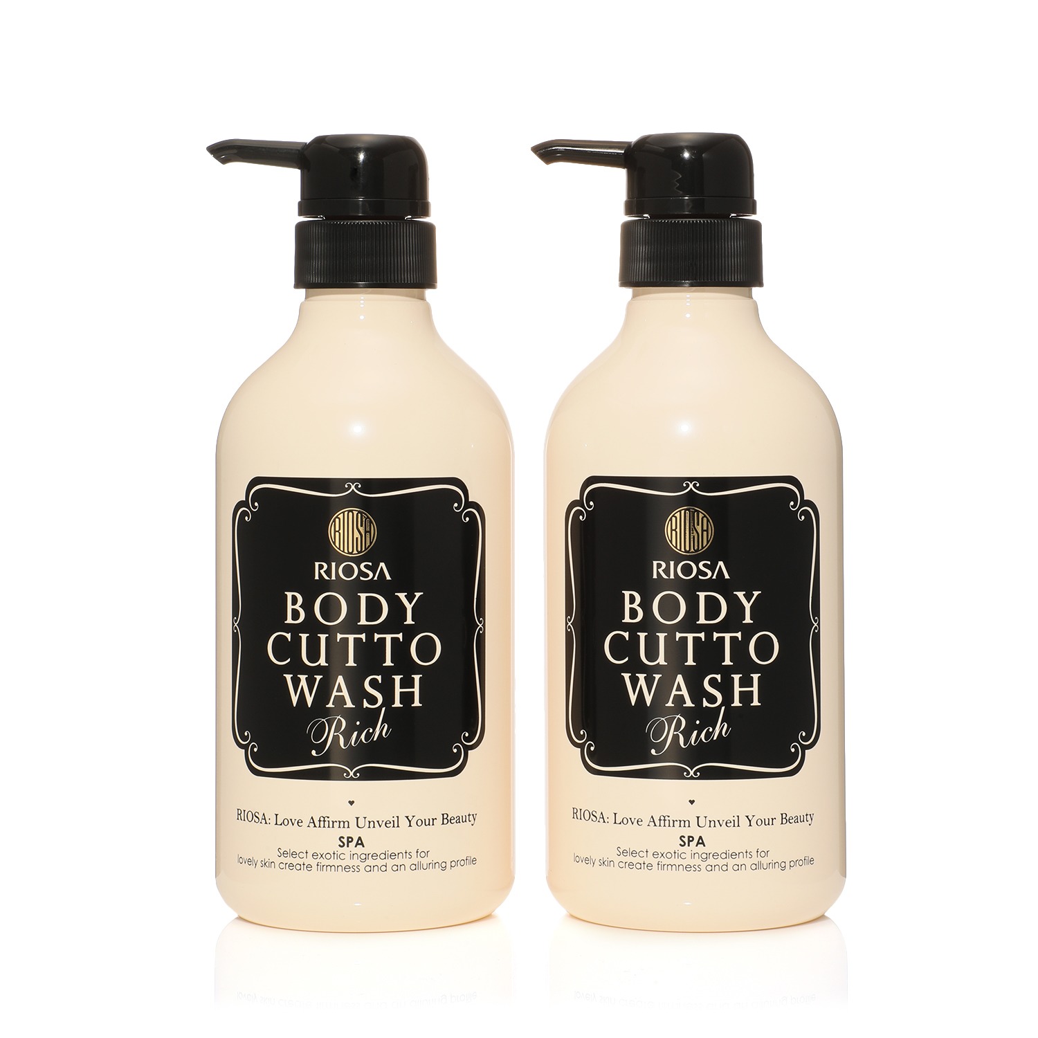 リオッサ バスタイムもスキンケア！ お肌の引き締め成分配合 ボディキュット・ウォッシュ　リッチ ２本セット