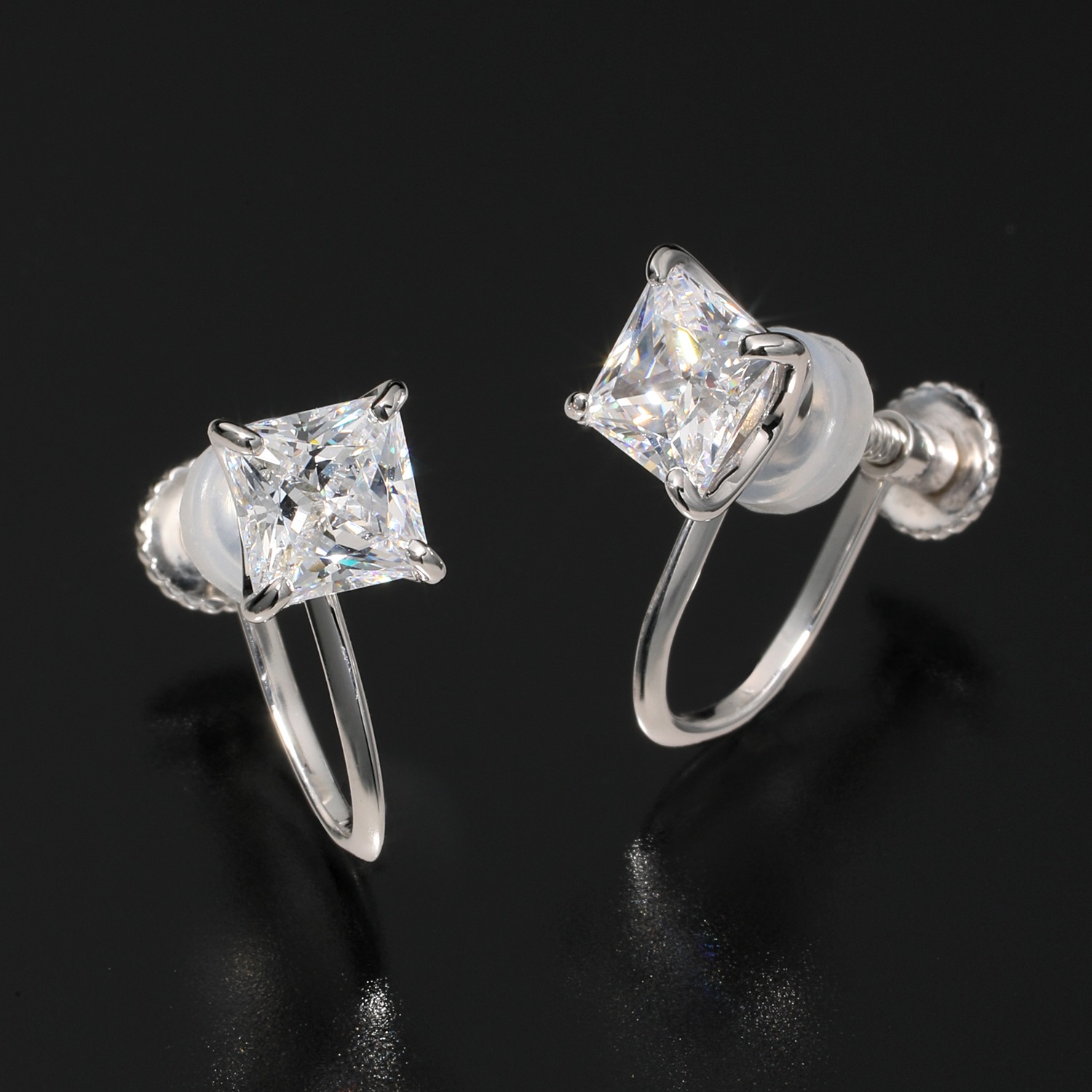 焔 ジアモンド シルバー プリンセスカット ｃｚ スタッド イヤリング ピアス ショップチャンネル