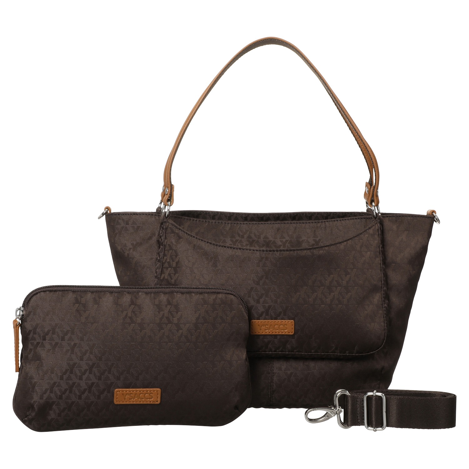 イザック モノグラム柄ジャガード ポーチ付 ２ウェイトートバッグ ショップチャンネル