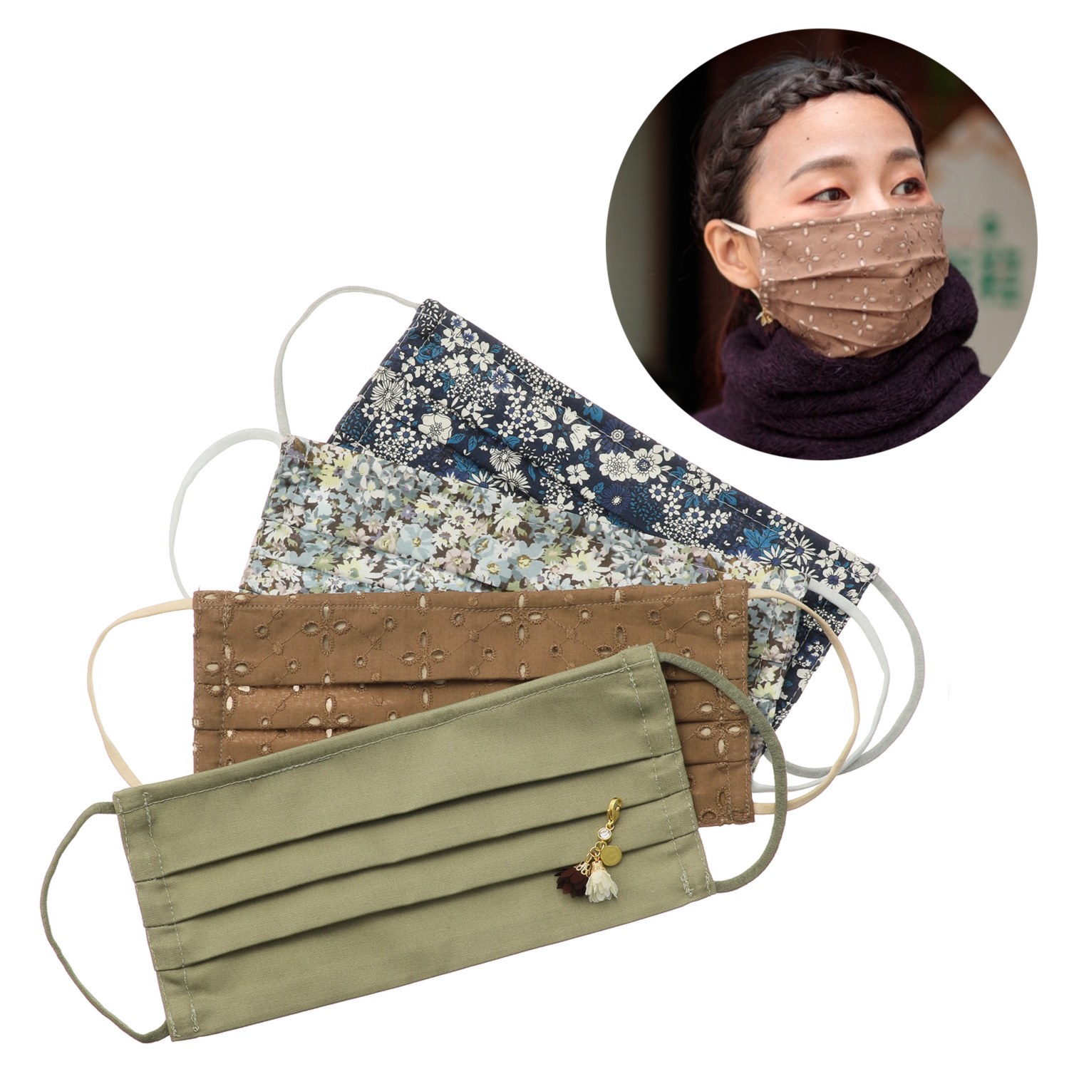 ギンカウィンカ ファッションマスク ４枚セット チャーム付 ショップチャンネル