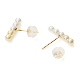 AYAKO 【Dan Dan】 国産ベビーアコヤパールグラデーションラインピアス 18K 無調色ベビーアコヤパール グラデーションデザイン ライン