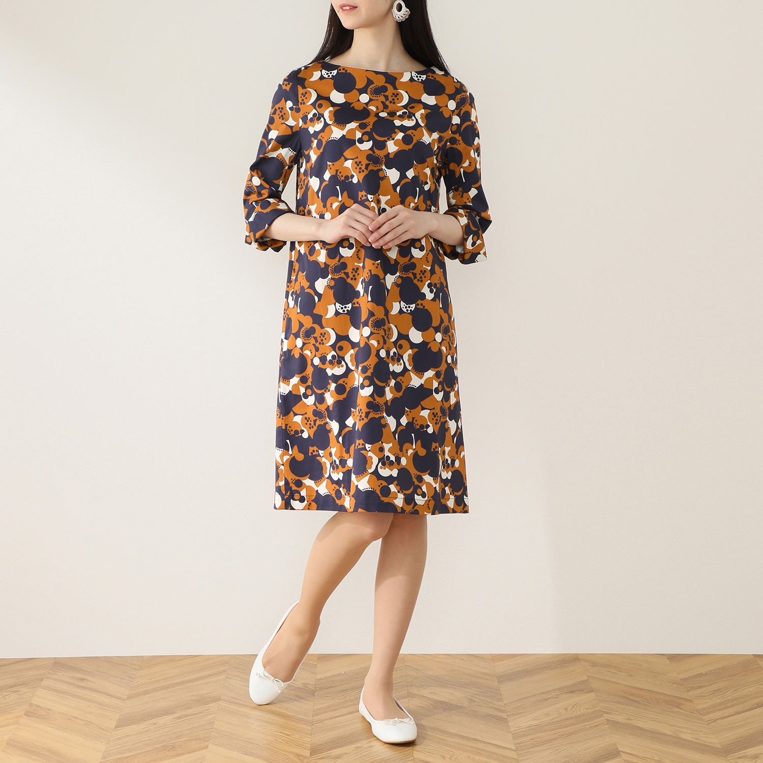 イヴァナ ヘルシンキ ロッテルダム柄 七分袖ワンピース ショップチャンネル