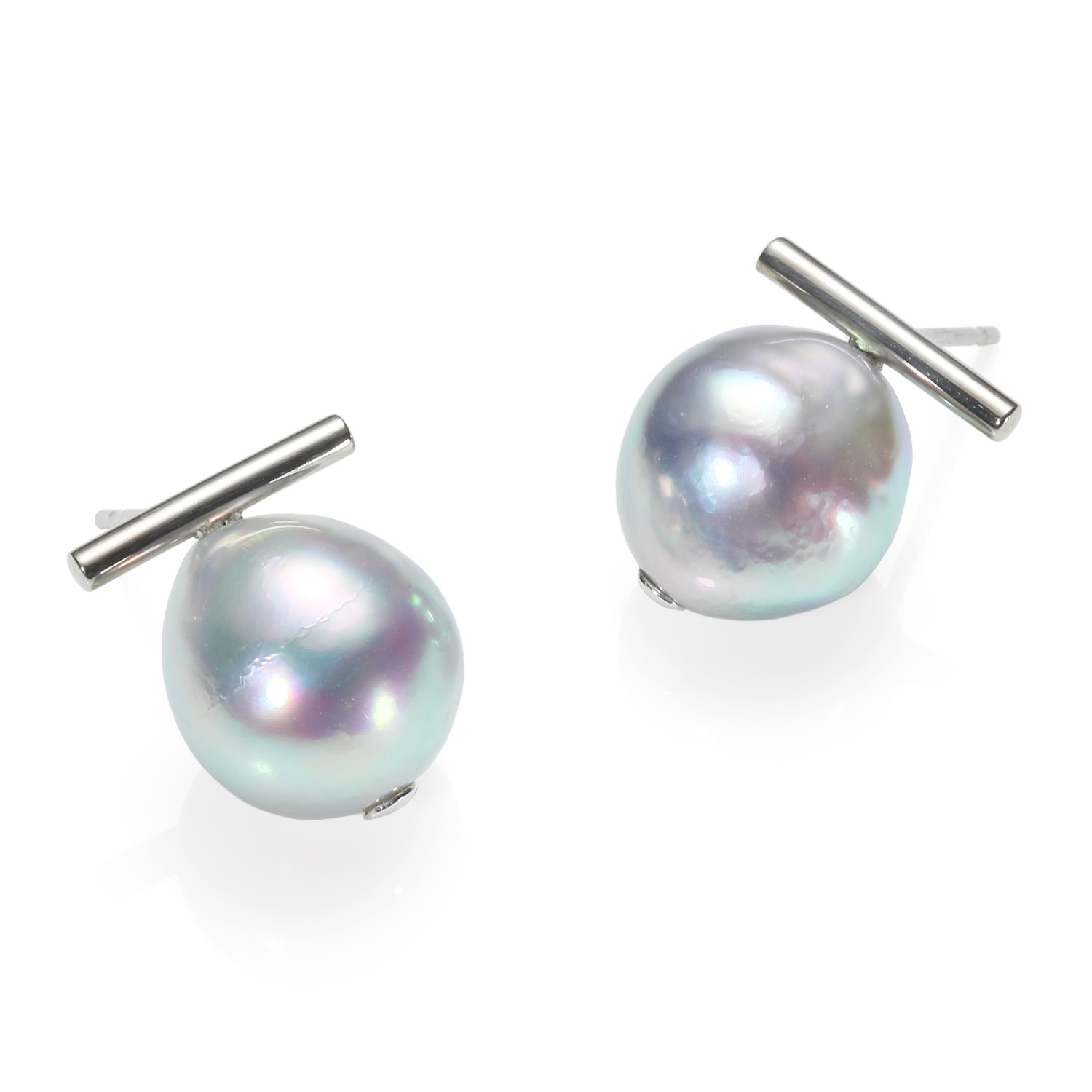 ブーレ 国産 ナチュラルブルーグレー アコヤパール バーデザインピアス ショップチャンネル