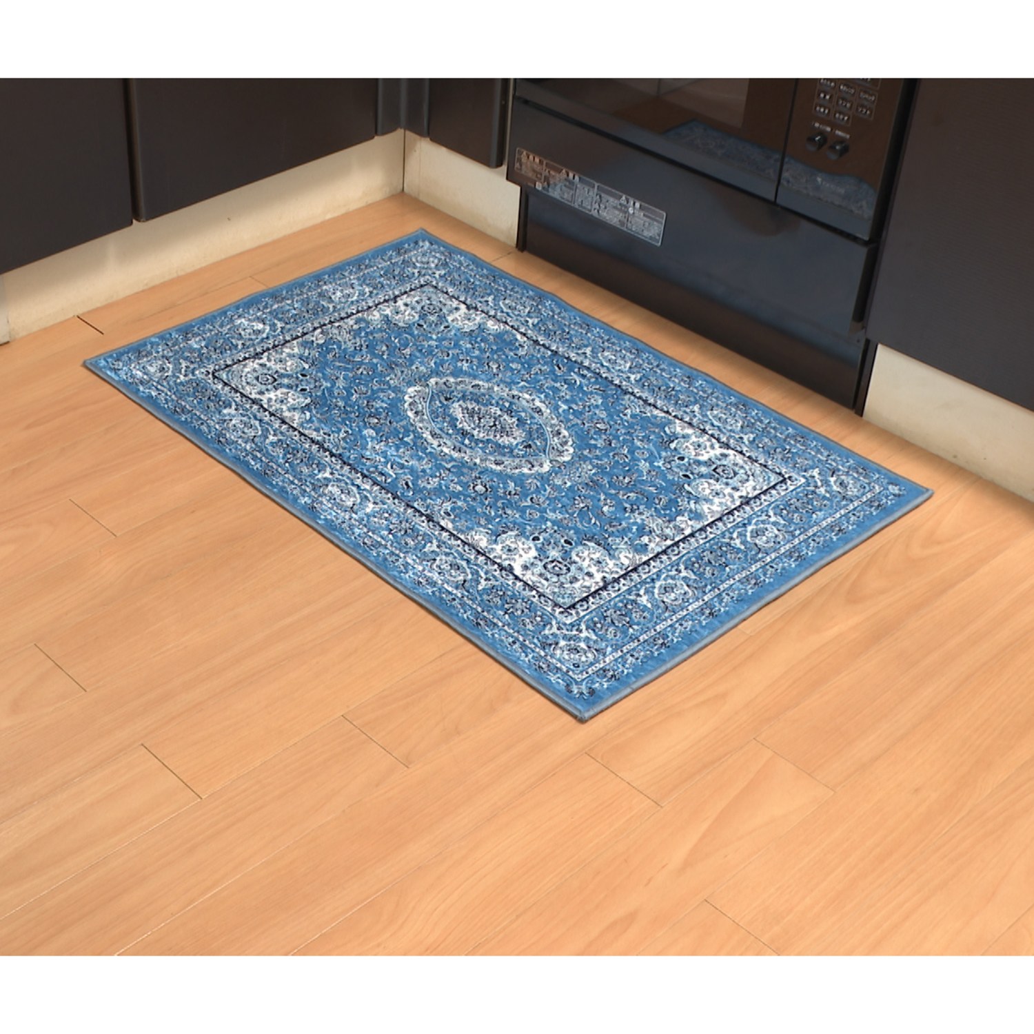 ＜６０×９０ｃｍ＞シルクタッチ 洗える 爽やかカーペット ブルーハーモニー 