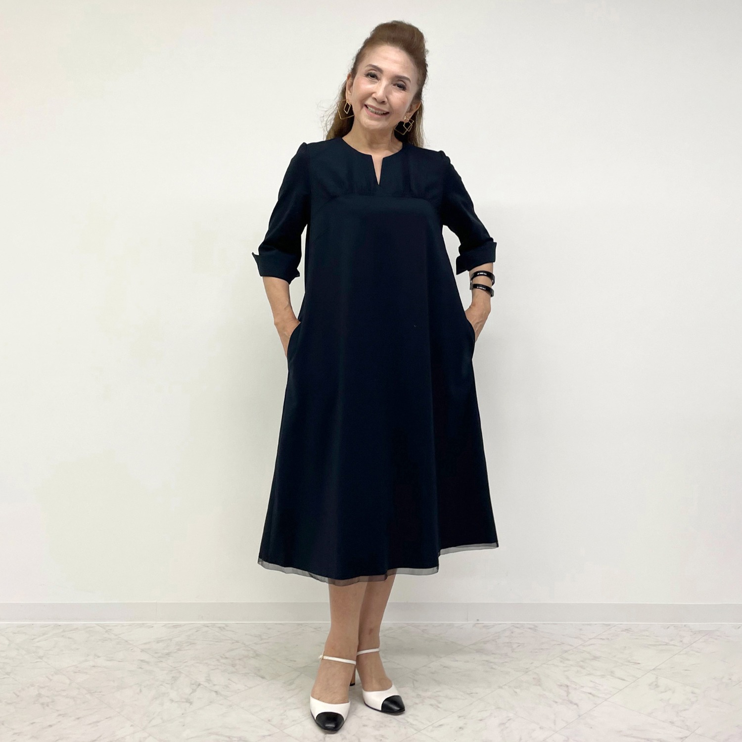 マダムヒロコ ハイゲージポンチ ギャザー切替 ワンピース ショップチャンネル