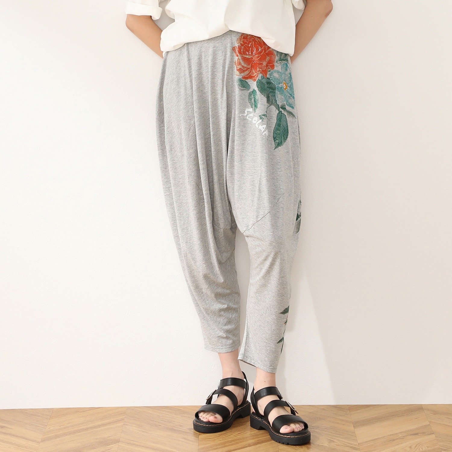 スカラー 大花プリント サルエルパンツ ショップチャンネル