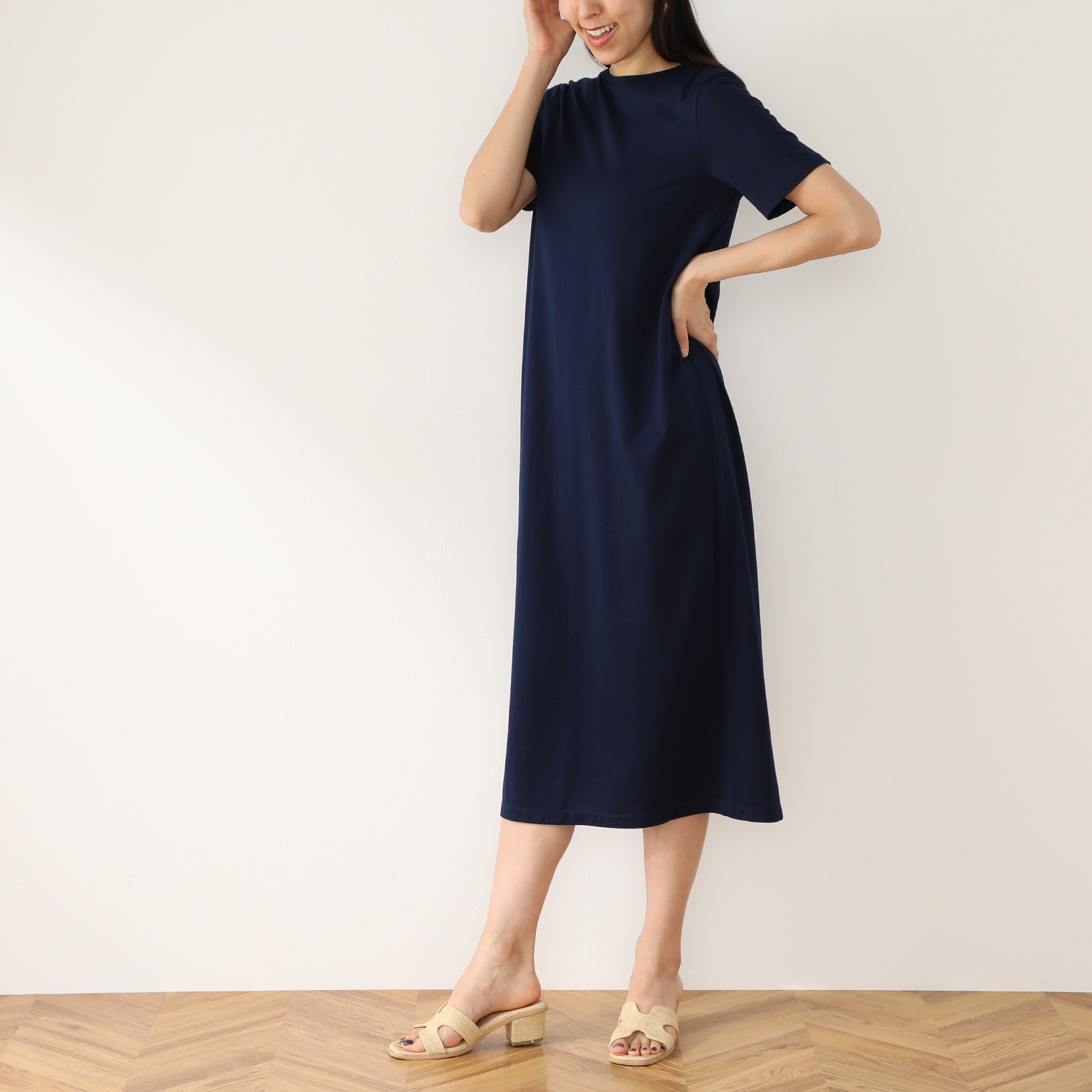 バレーション ギザ綿混 ラウンドネック ワンピース ショップチャンネル