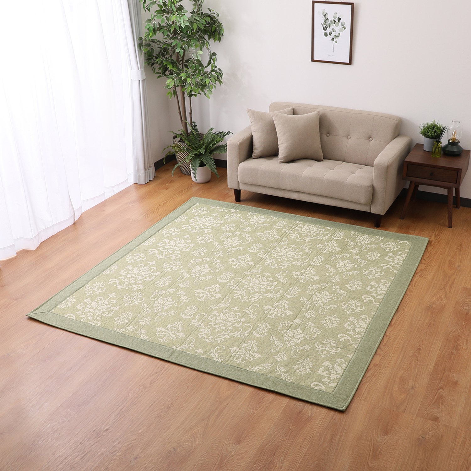 ＜１８５×１８５ｃｍ＞イケヒコ ふくれ織 ジャガードラグ