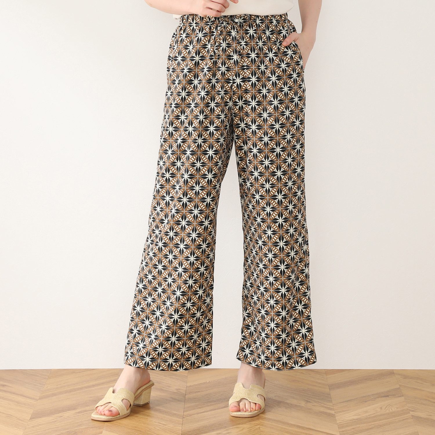 モスティ 幾何学柄プリント ワイドパンツ ショップチャンネル