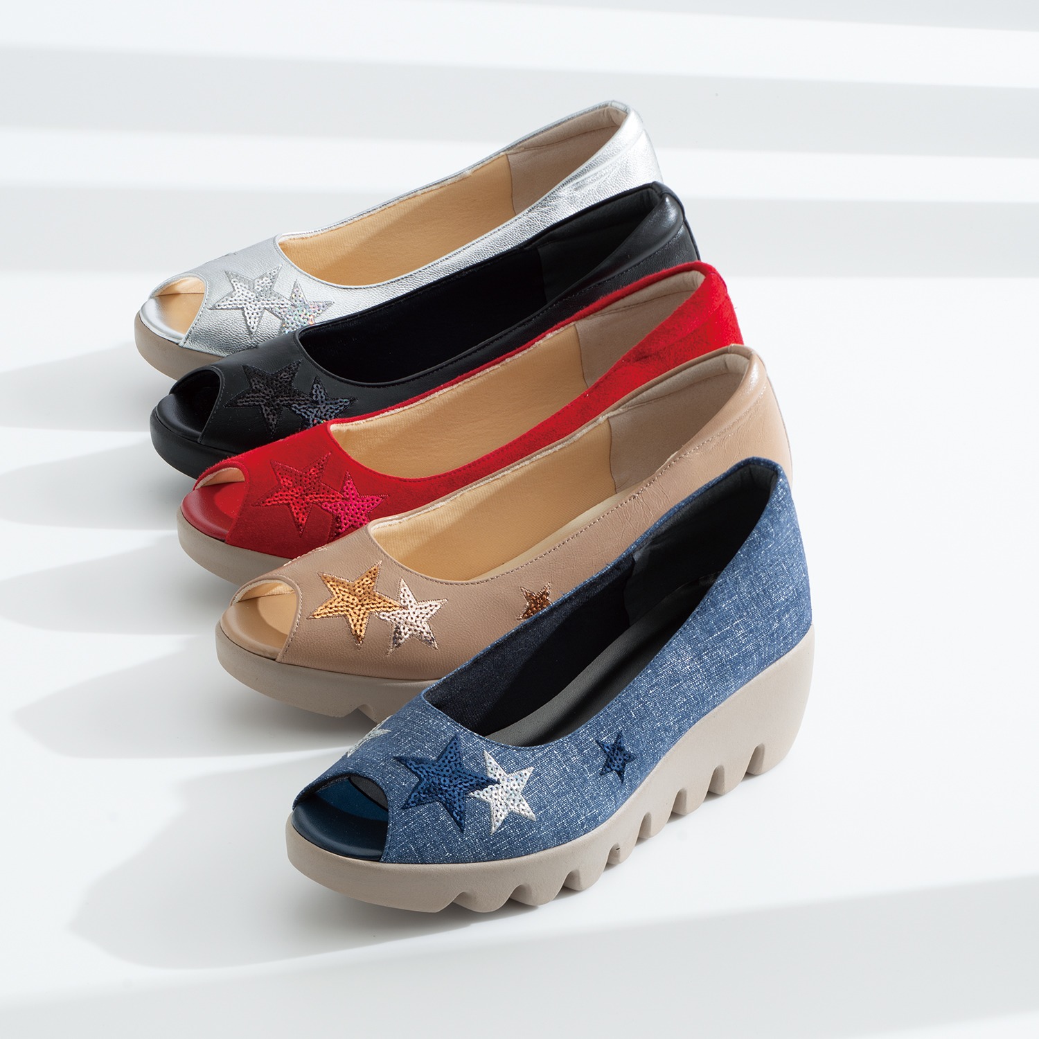 ヒルズアヴェニュー スターモティーフ オープントゥ ウェーブソールパンプス ショップチャンネル