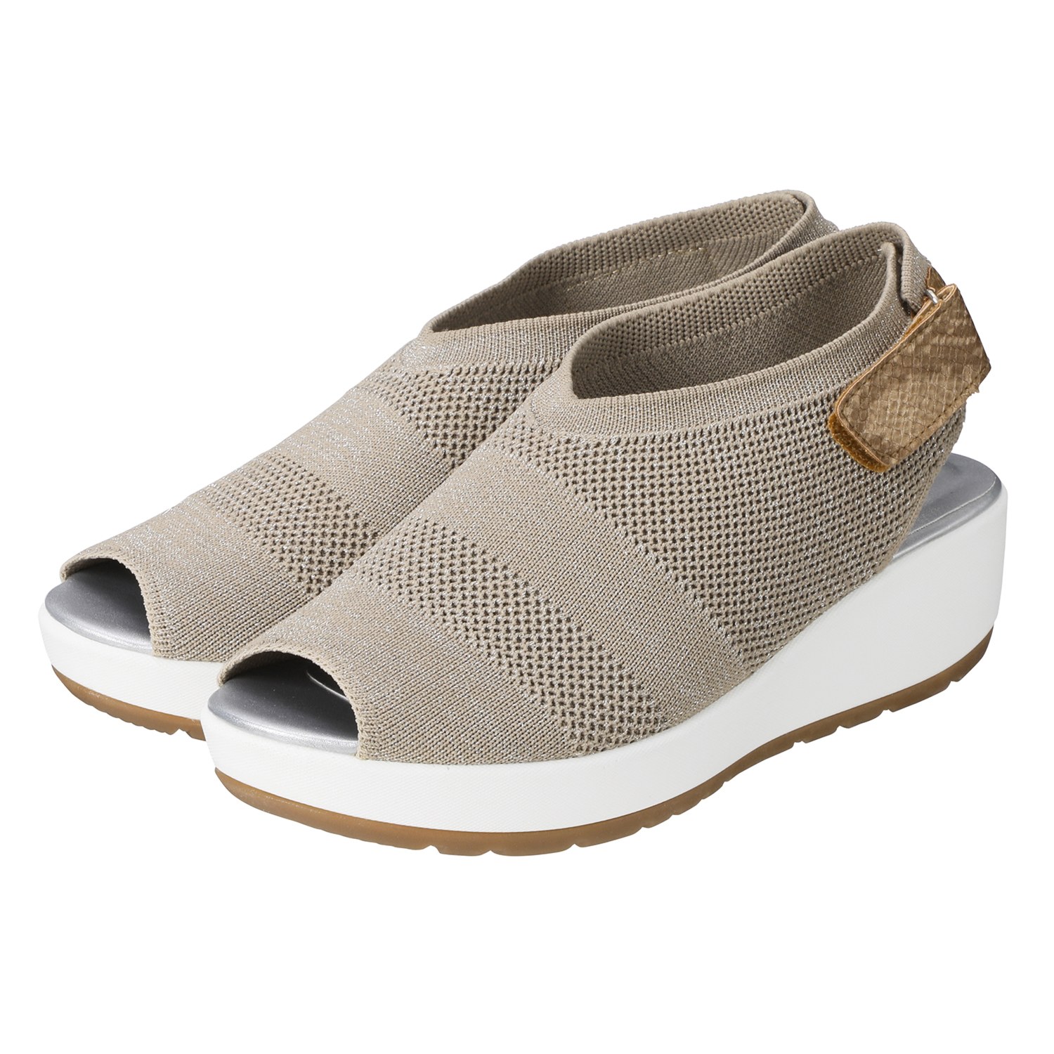 アルファキュービック 軽量 ニットデザイン ウェッジヒールサンダル ショップチャンネル