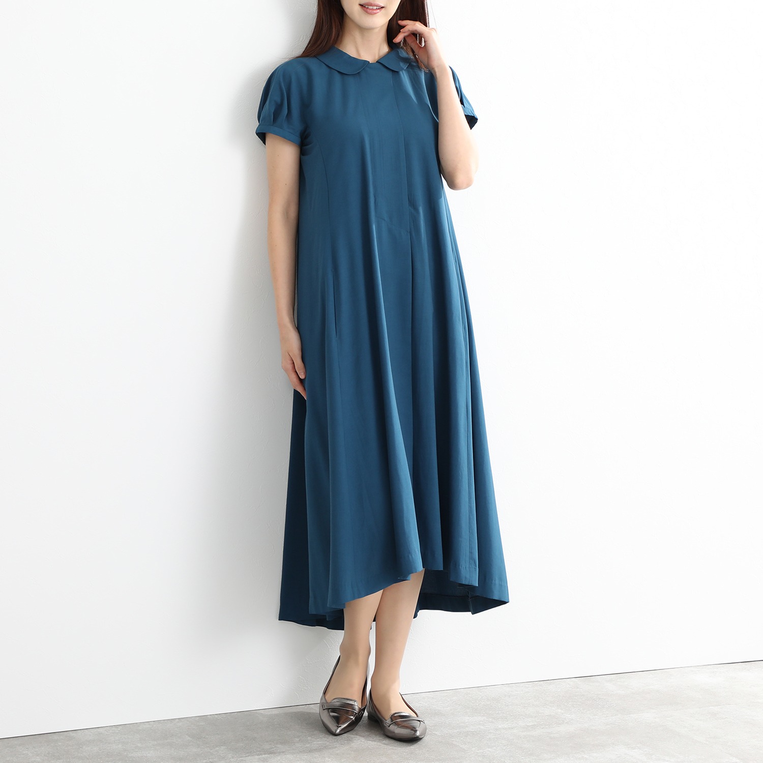 モカサン ジュンコシマダ ａラインシルエット 丸襟ワンピース ショップチャンネル