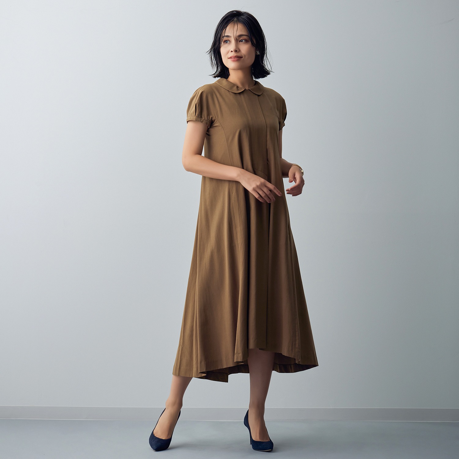 モカサン ジュンコシマダ ａラインシルエット 丸襟ワンピース ショップチャンネル