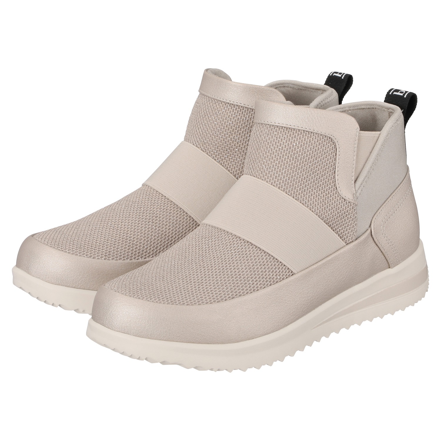 ビュース 防水 ラメメッシュ サイドゴム ミッドカットスニーカー ショップチャンネル