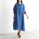 フレア ブラックレーベル 阿波正藍染 スタンドカラー ロングワンピース ショップチャンネル