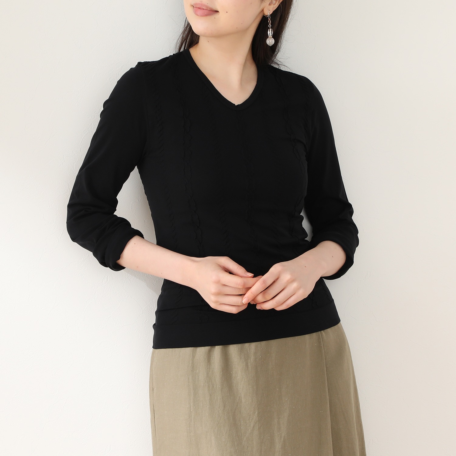 ドルチェ　ドンナ Ｖネック チェーンジャガード ロングスリーブ