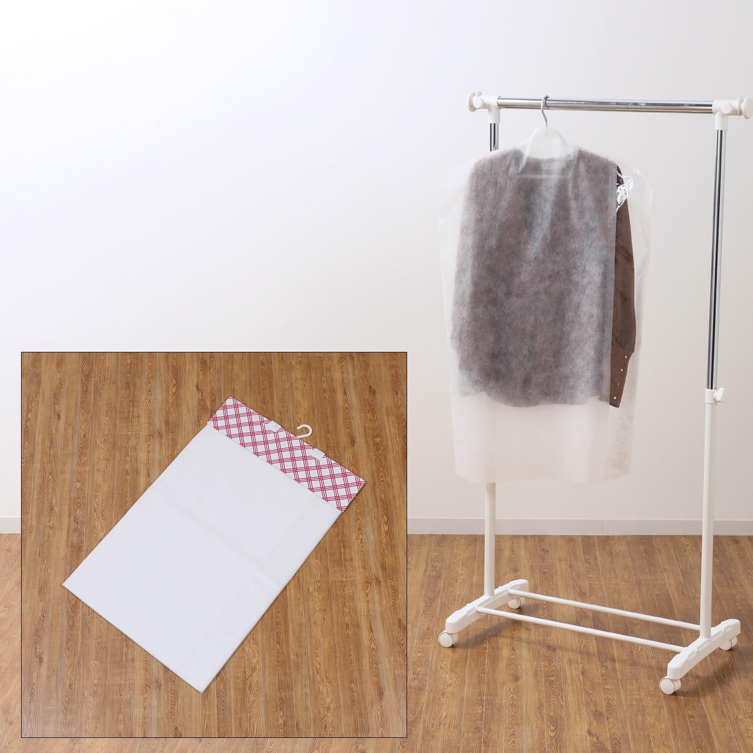 ＜ショート２５枚組＞クラレトレーディング 消臭＆抗菌防臭！ ブロック式洋服カバー フィルム窓付き 