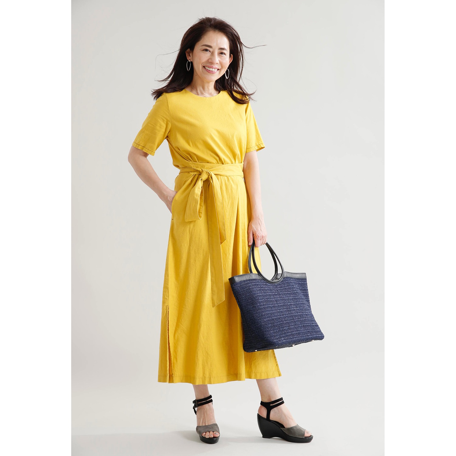 リサリサ 麻混ストレッチ ワンピース ショップチャンネル