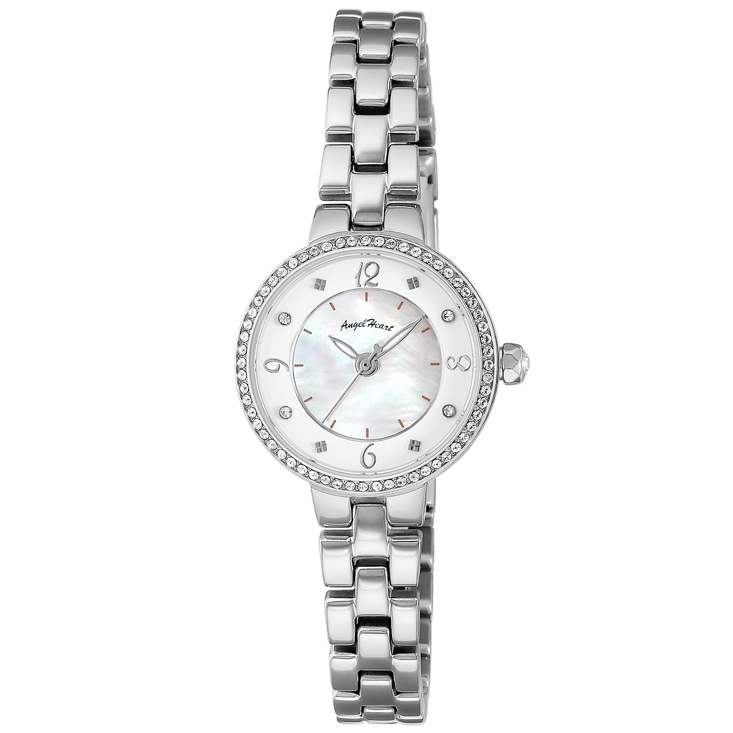 シルバークリスタル装飾クォーツ腕時計 エンジェルハート トゥインクルハート クリスタルガラス ラウンド
