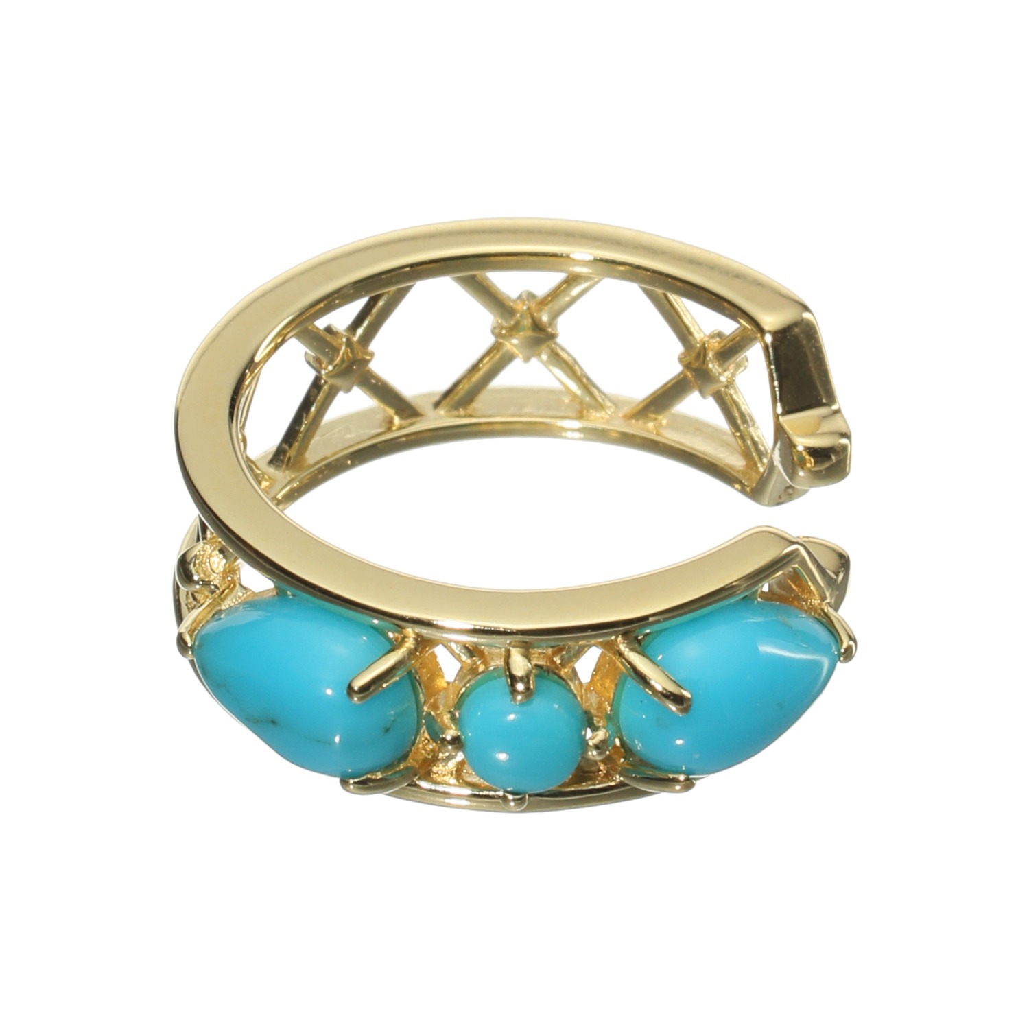 ミケランジェロ スリーピング ビューティー産ターコイズ リバーシブルデザイン イヤーカフ＜片側のみ＞