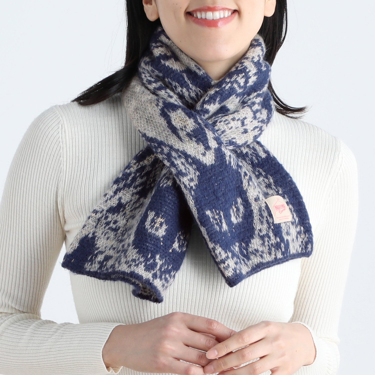 ニジイロキャンプ ふんわり加工 ウール混 ショートマフラー ショップチャンネル