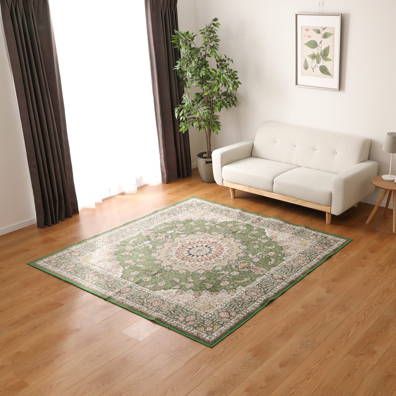 ＜１９０×１９０ｃｍ＞お手入れ簡単！ 洗える柔らかカーペット “オリエンタル” 