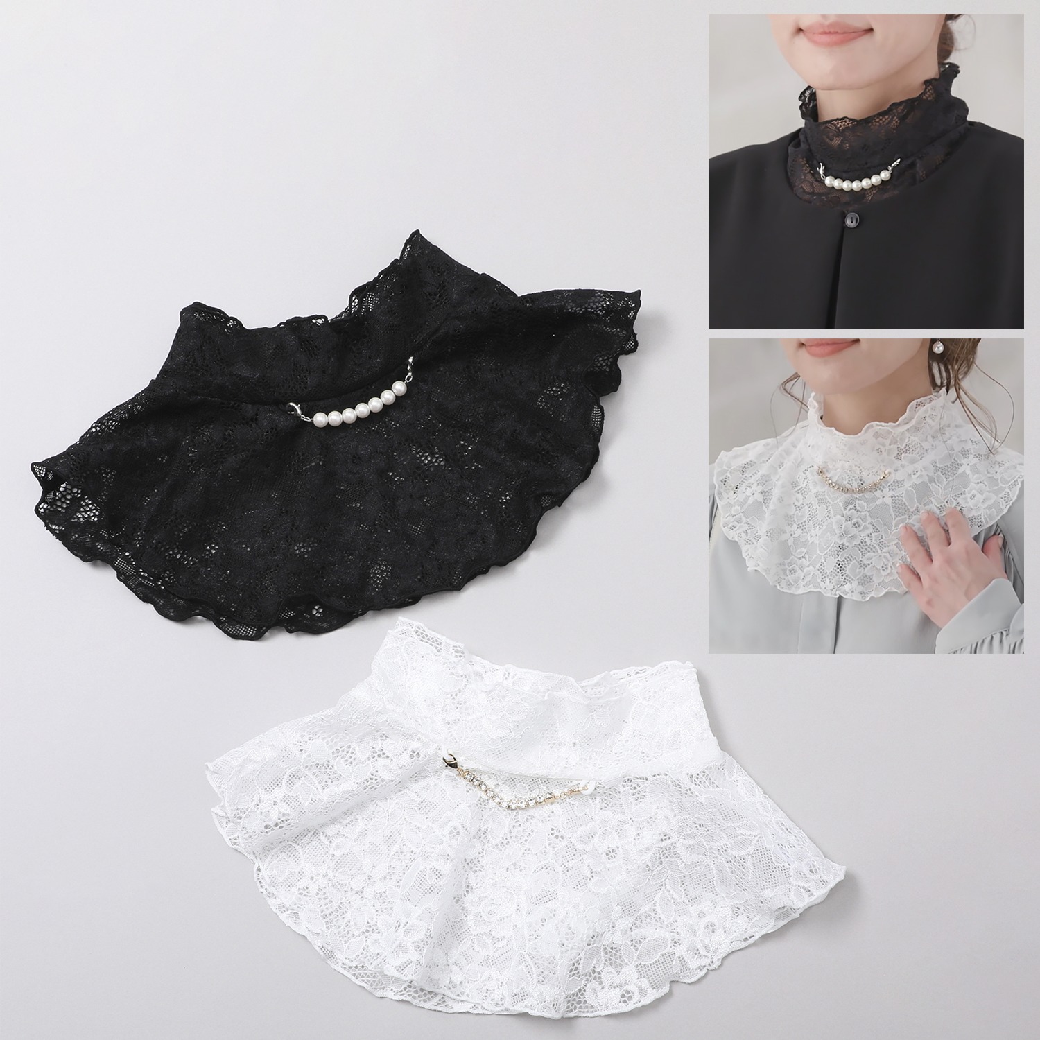 モティーフ付 フォーマルレースタートル ２色セット