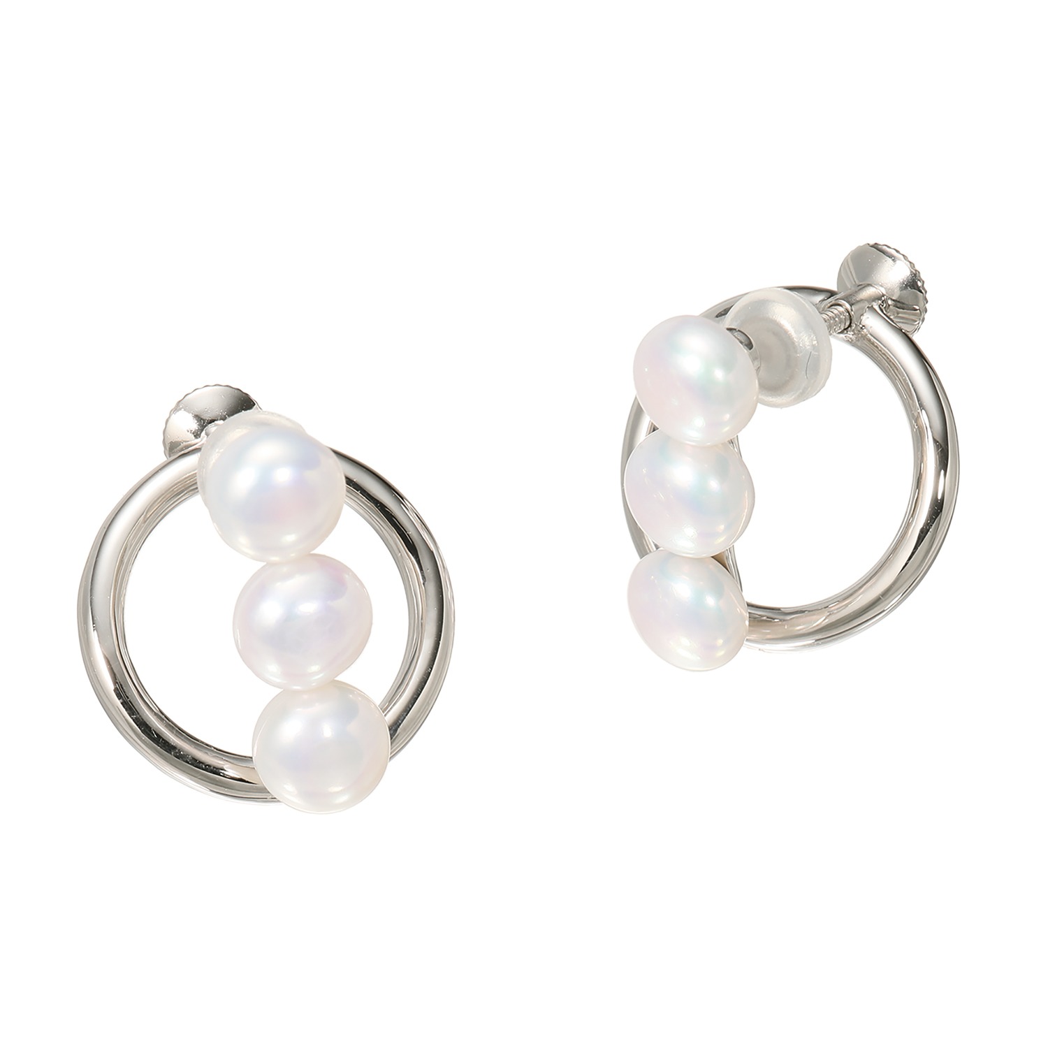 ミミプラスミー シルバー 淡水パール トリロジーパール イヤリング ショップチャンネル