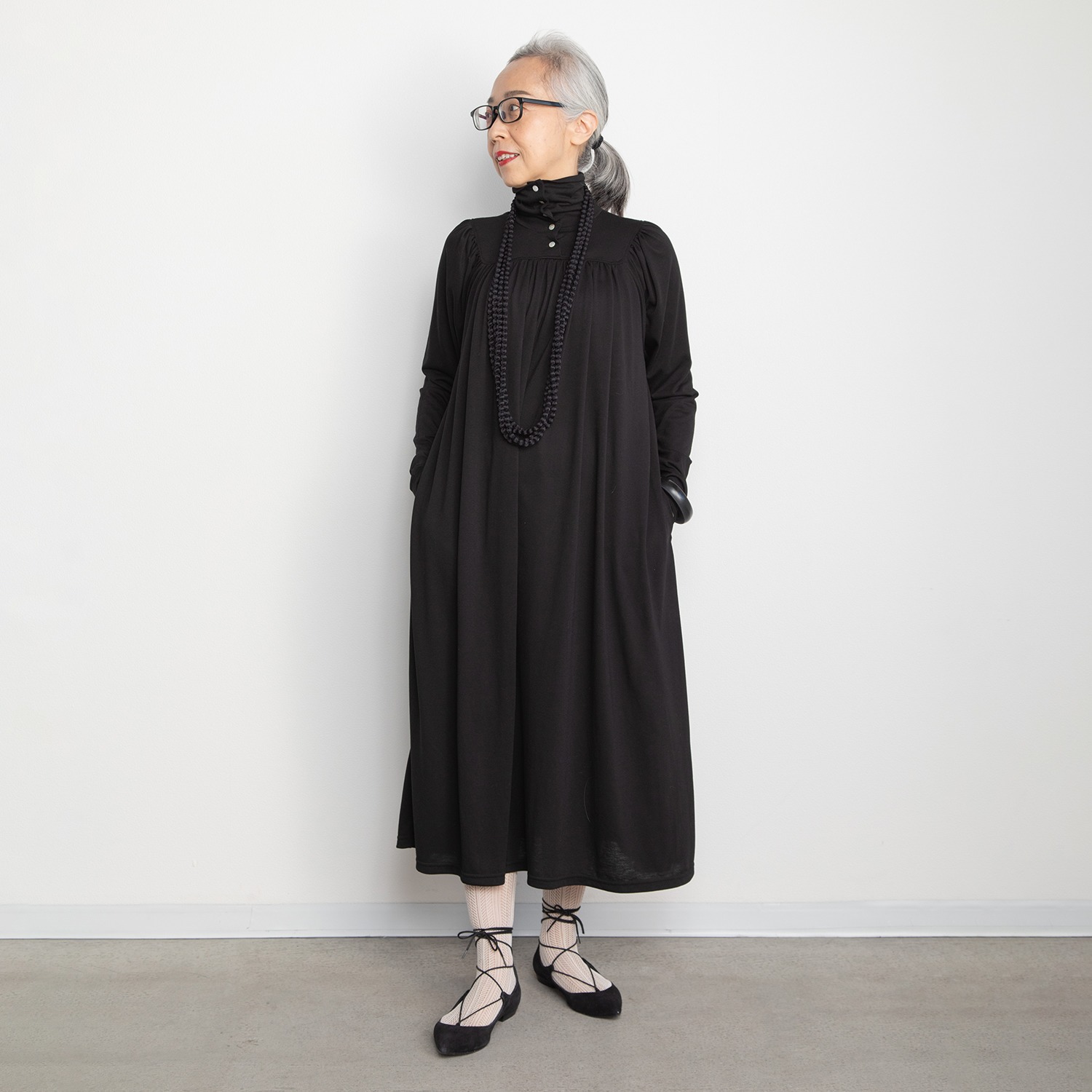 ヤエアジュテ 天竺 ボトルネックワンピース ショップチャンネル