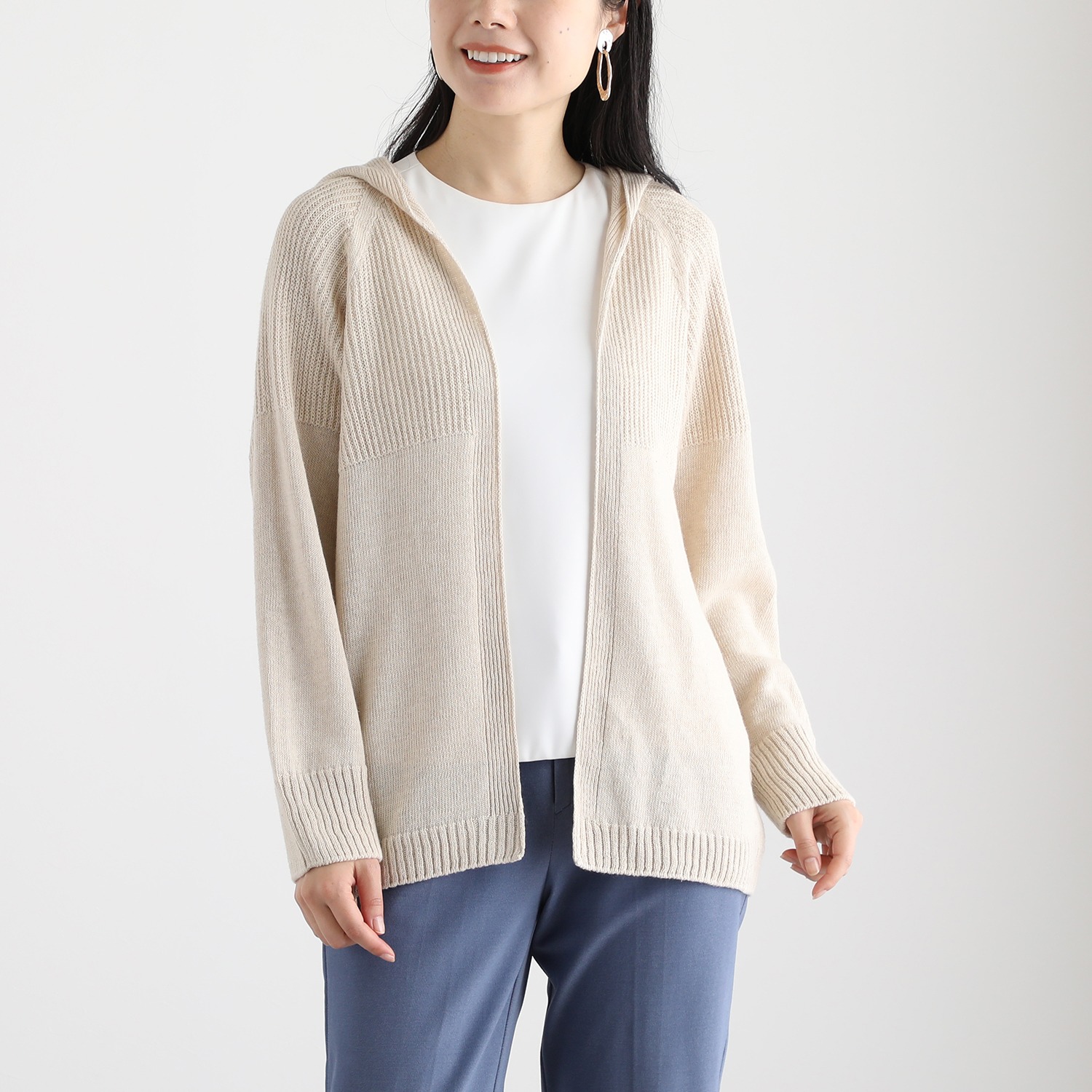 サ アンノ 綿麻ニット パーカーカーディガン ショップチャンネル