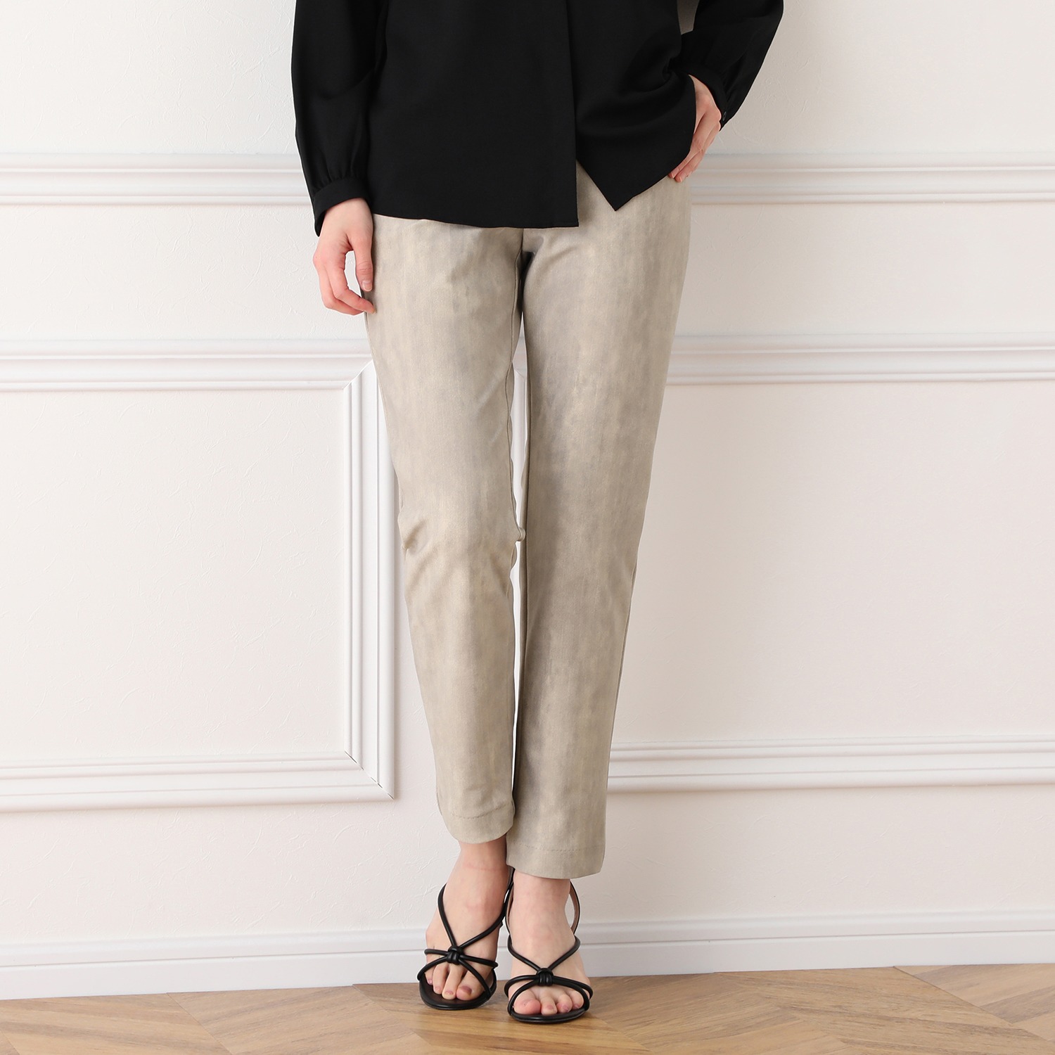 ピーツー ハイテンション カラーデニムプリント スリムパンツ