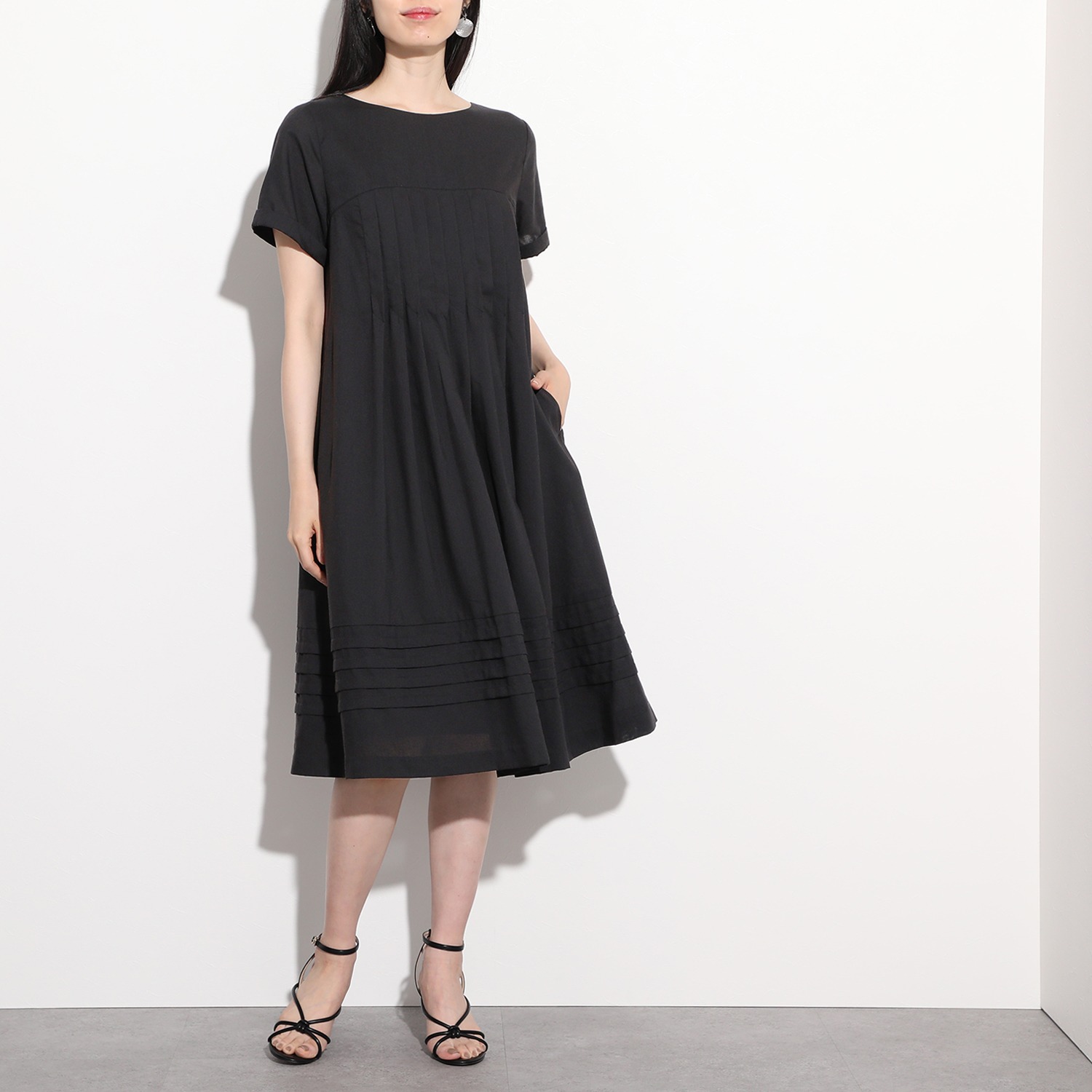 マダムヒロコ 麻混 タックワンピース ショップチャンネル