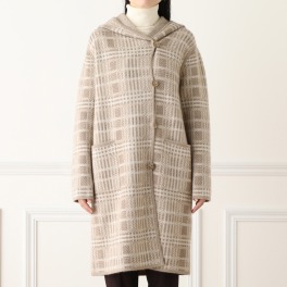 ネイチャーズ 無染色カシミヤ チェック柄 フーディーコートへの