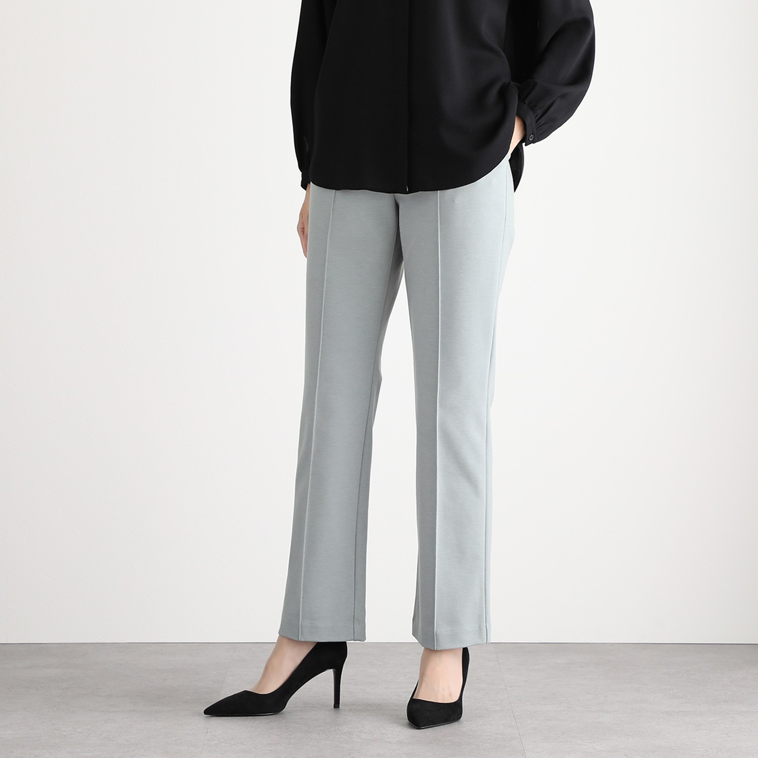 ＜股下７２ｃｍ＞上質ごこち ミヤビ ピンタック ストレートパンツ