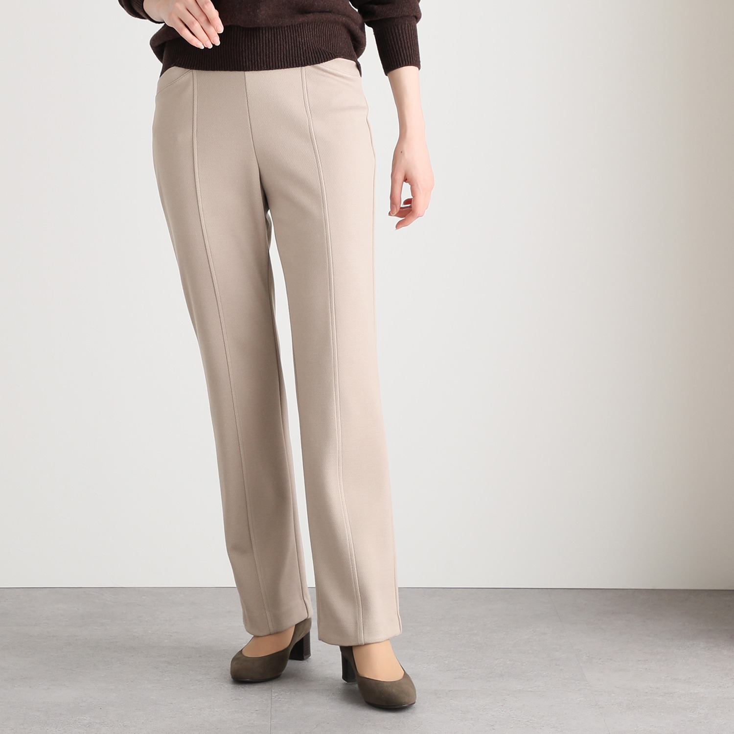 ＜股下７２ｃｍ＞ピーツー 吸湿発熱・吸放湿 ウォームカルゼ セミフレアーパンツ