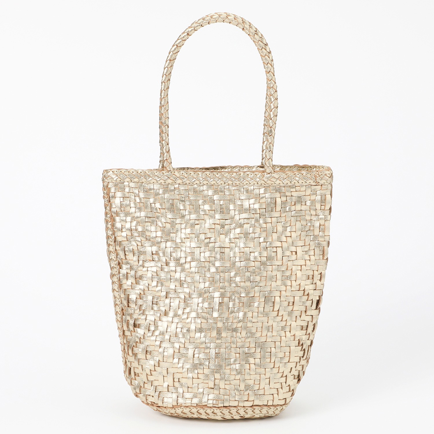 Swaraj 手編みゴートレザートート 本革 かごバッグ ホワイト Swaraj