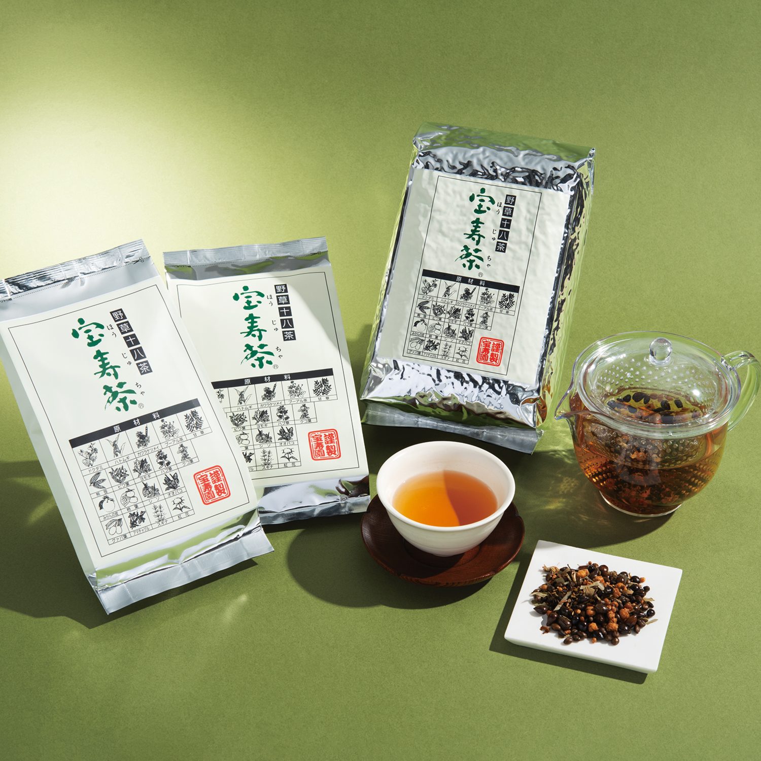 宝寿園 野草十八茶“宝寿茶” 特別増量＆クリアティーポットセット