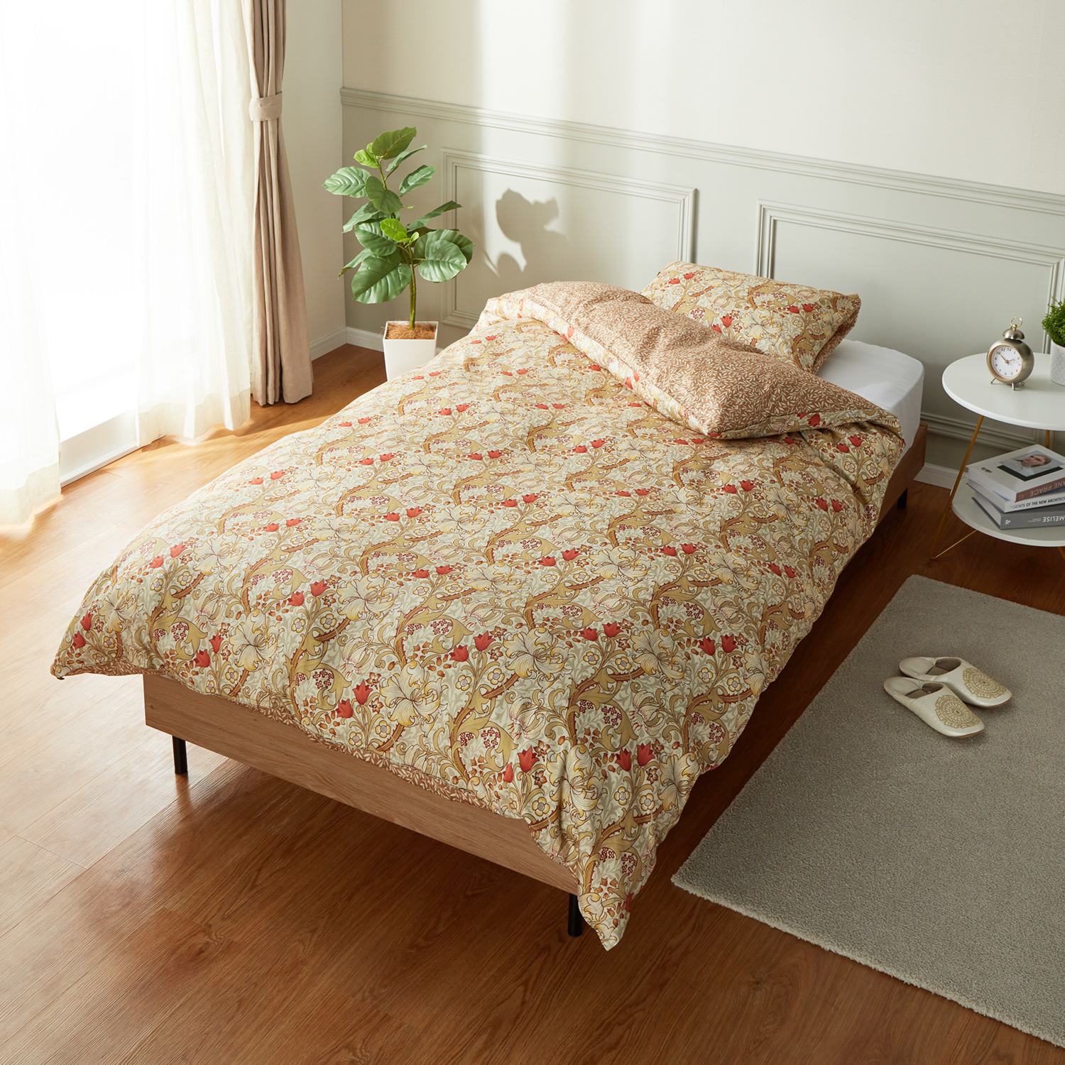 ＜シングル＞モリスギャラリー ゴールデン・リリー コットンサテン 掛けふとんカバー 