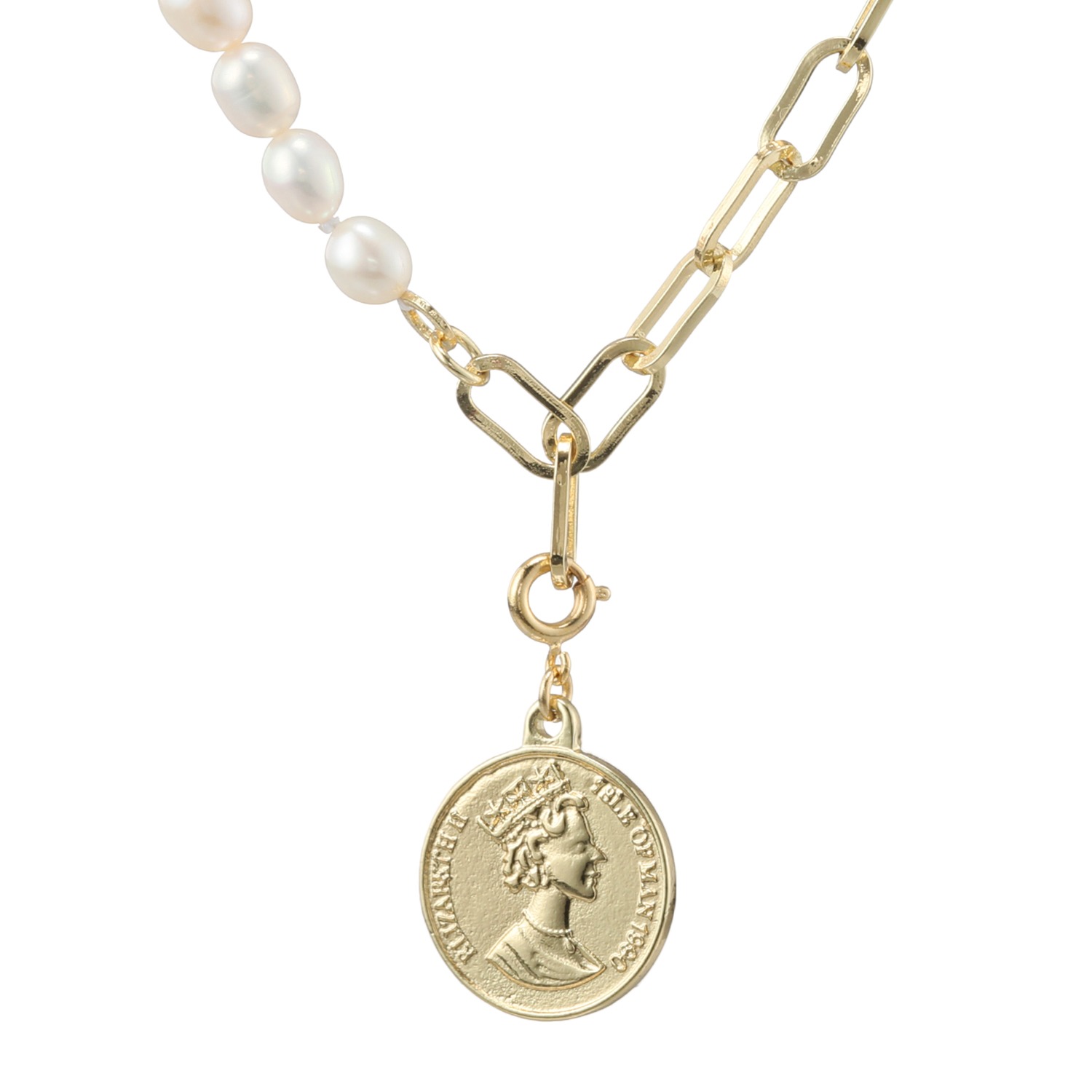 エアリーフェアリー 淡水パール レオンチェーン コンビネーション コインチャームペンダント